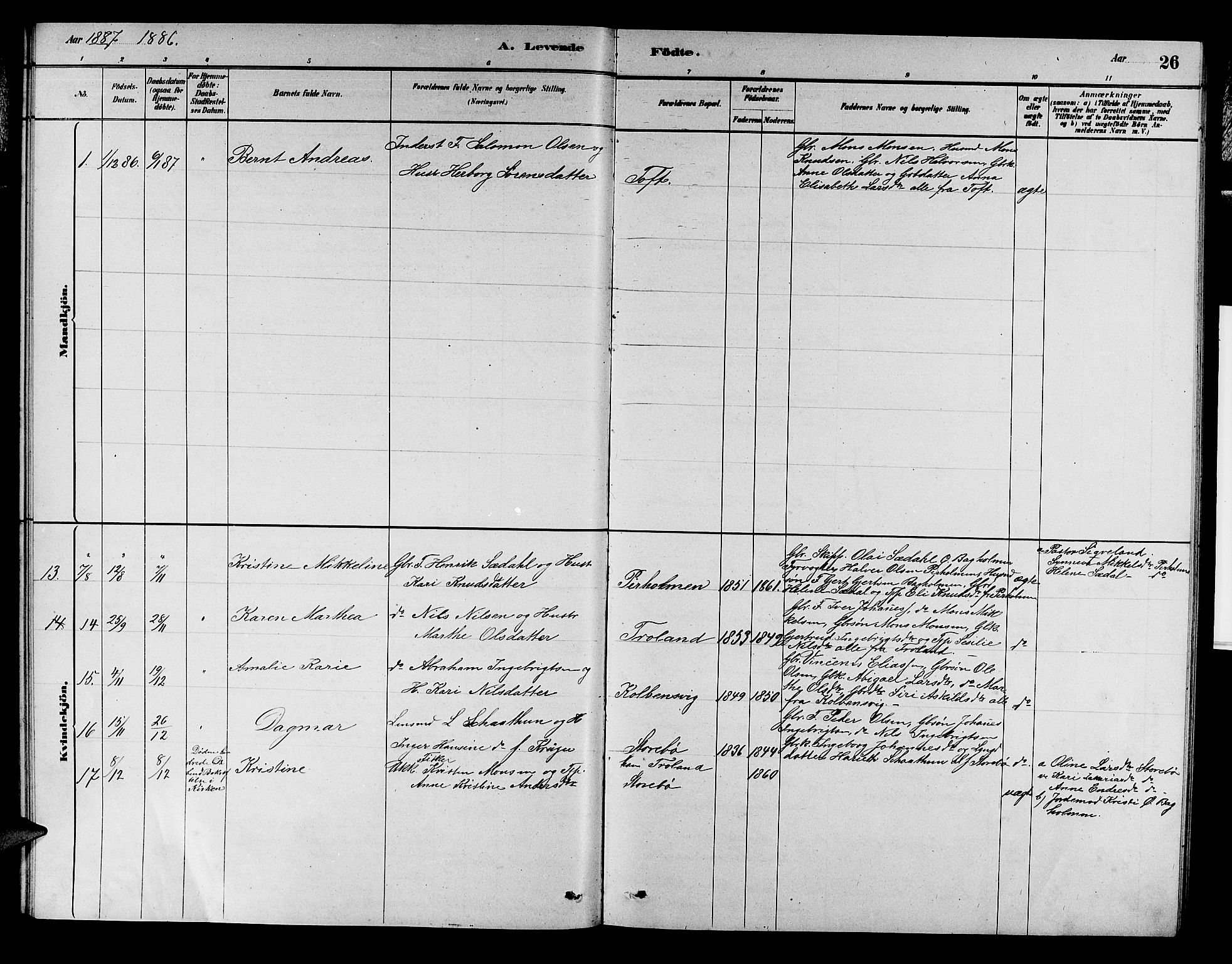 Austevoll Sokneprestembete, SAB/A-74201/H/Hab: Parish register (copy) no. A 2, 1880-1888, p. 26