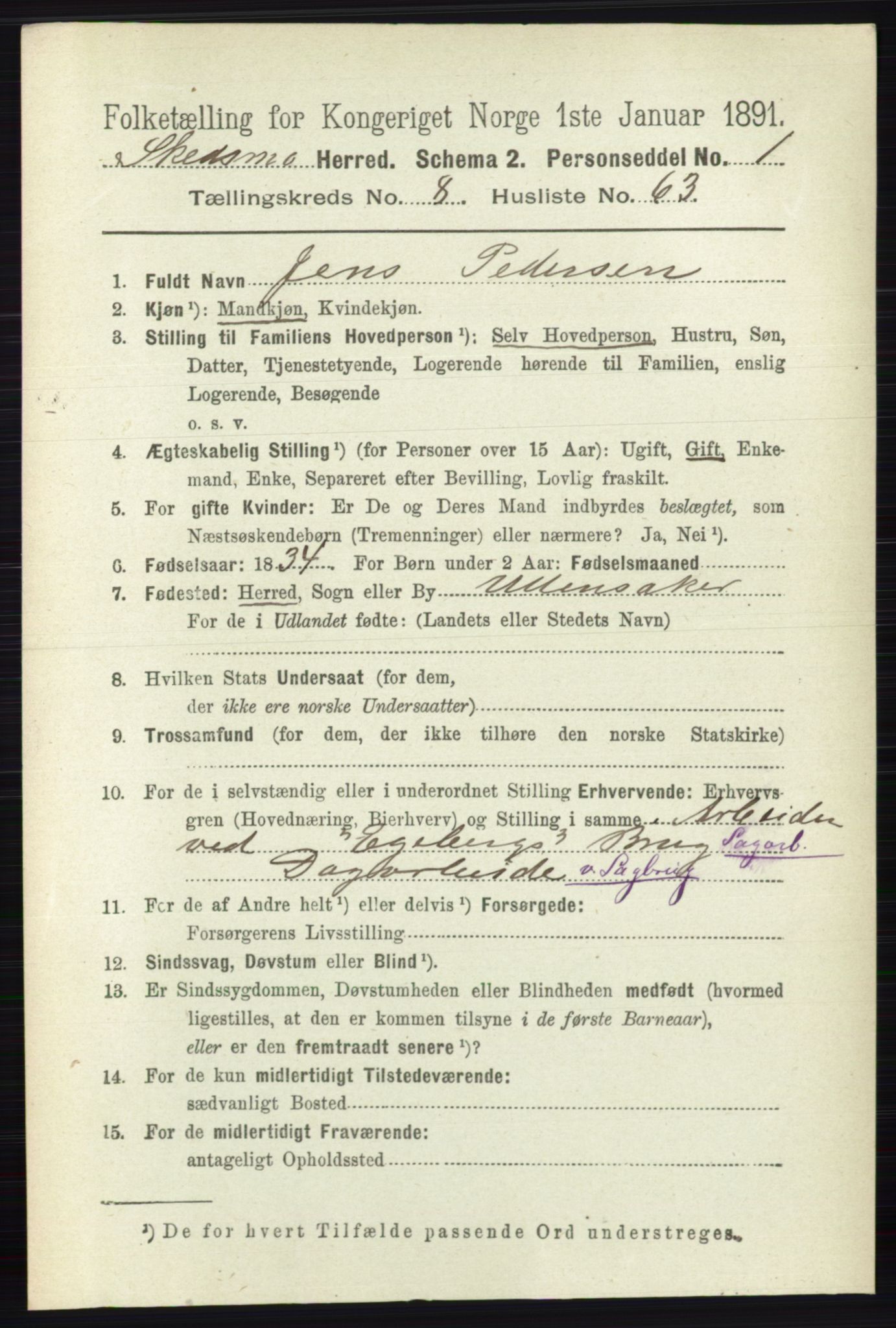 RA, 1891 census for 0231 Skedsmo, 1891, p. 4621