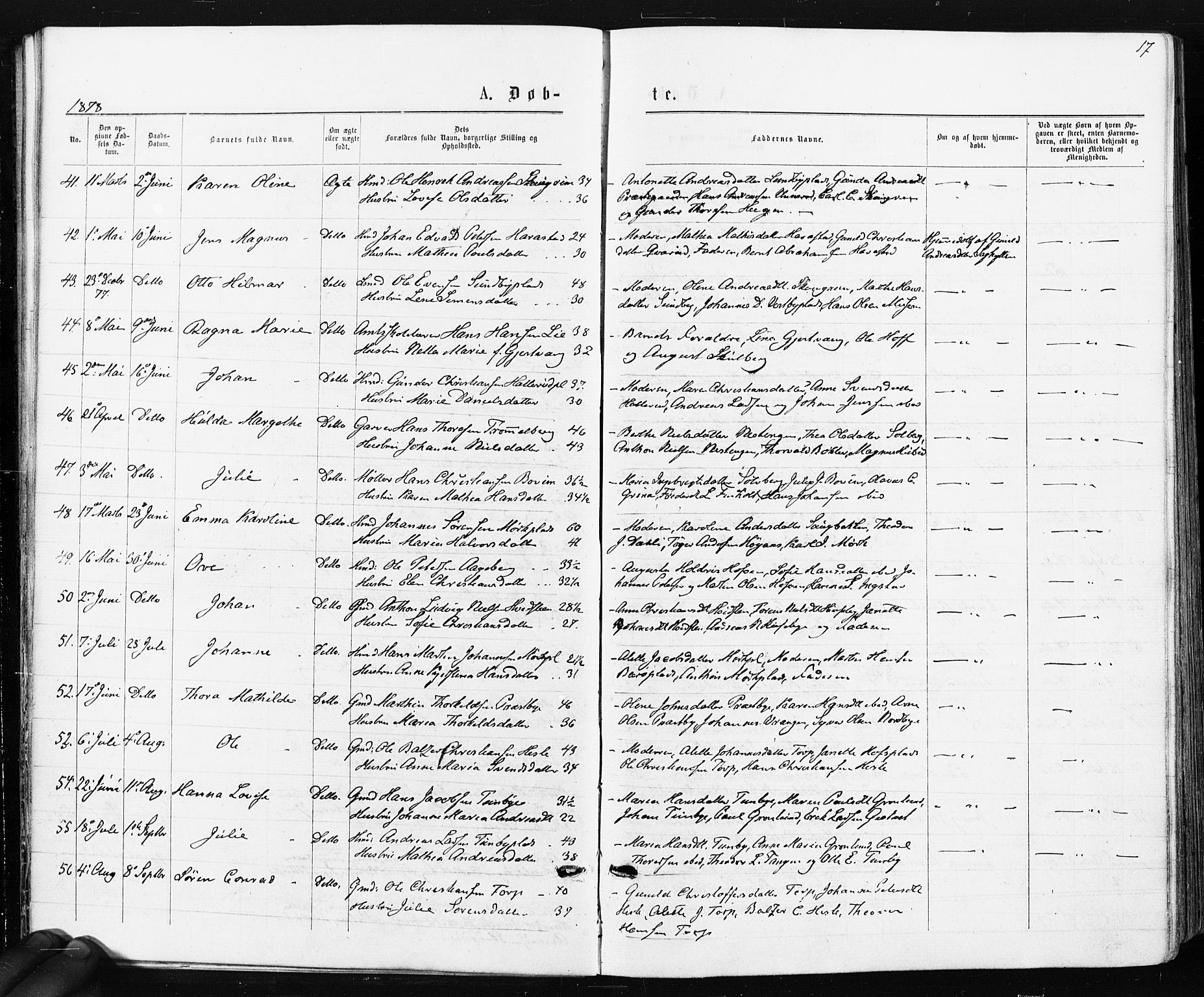 Spydeberg prestekontor Kirkebøker, AV/SAO-A-10924/F/Fa/L0007: Parish register (official) no. I 7, 1875-1885, p. 17