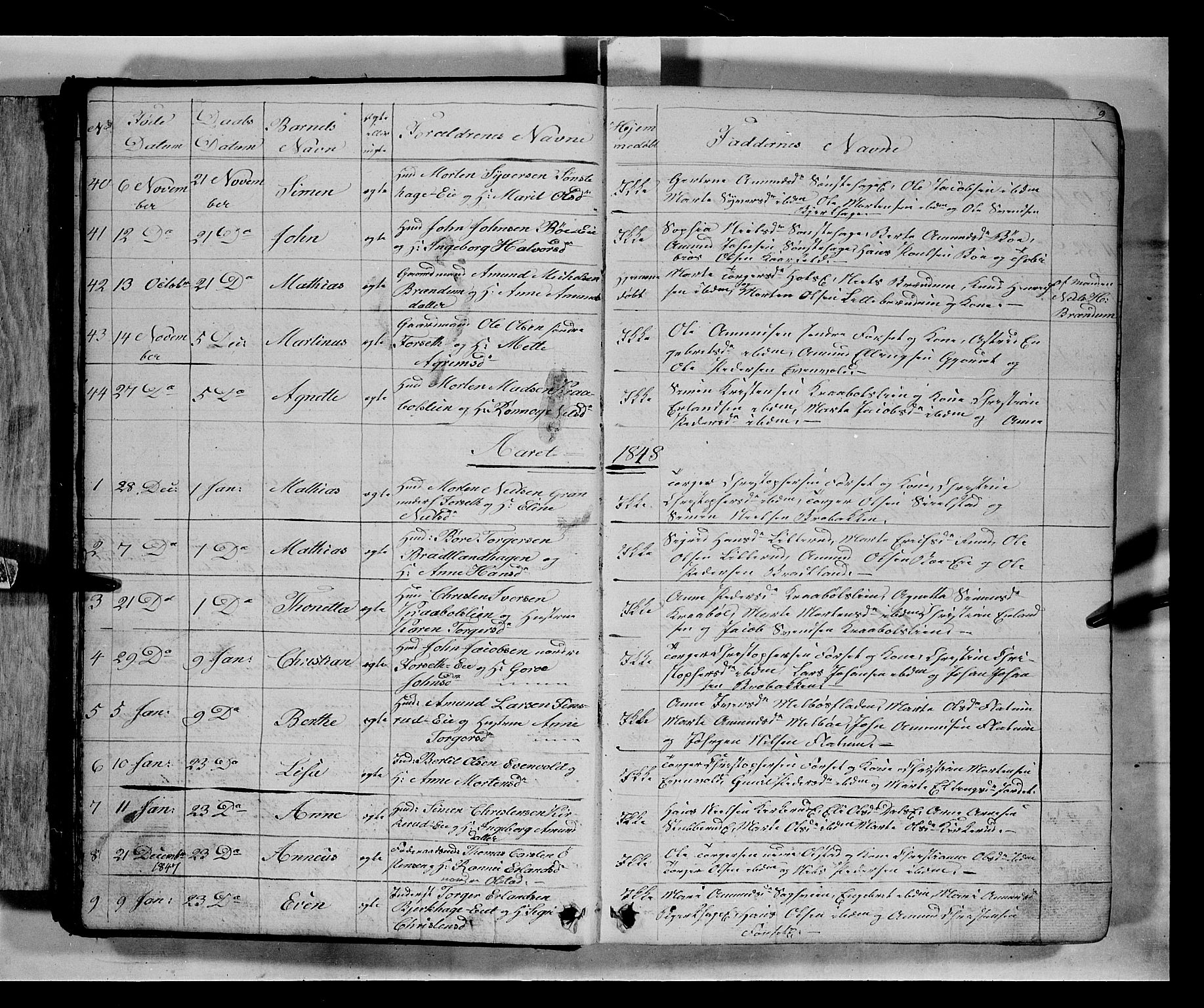 Gausdal prestekontor, AV/SAH-PREST-090/H/Ha/Hab/L0005: Parish register (copy) no. 5, 1846-1867, p. 9