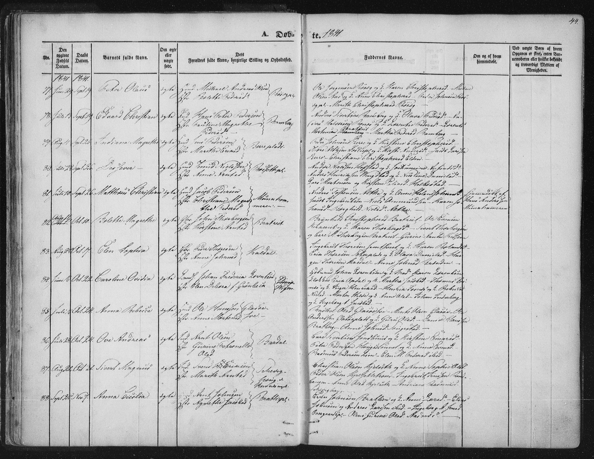 Ministerialprotokoller, klokkerbøker og fødselsregistre - Nord-Trøndelag, SAT/A-1458/741/L0392: Parish register (official) no. 741A06, 1836-1848, p. 44