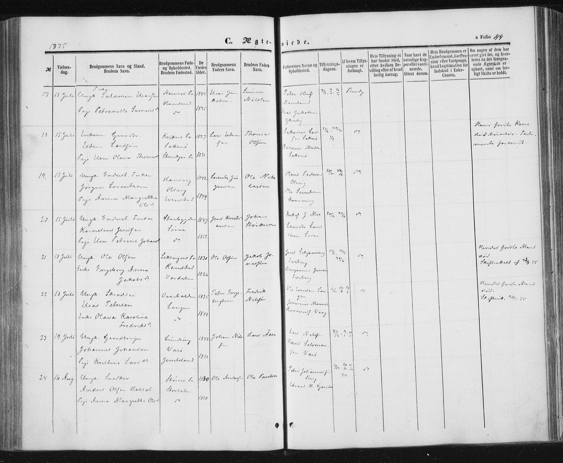 Ministerialprotokoller, klokkerbøker og fødselsregistre - Nord-Trøndelag, AV/SAT-A-1458/784/L0670: Parish register (official) no. 784A05, 1860-1876, p. 49