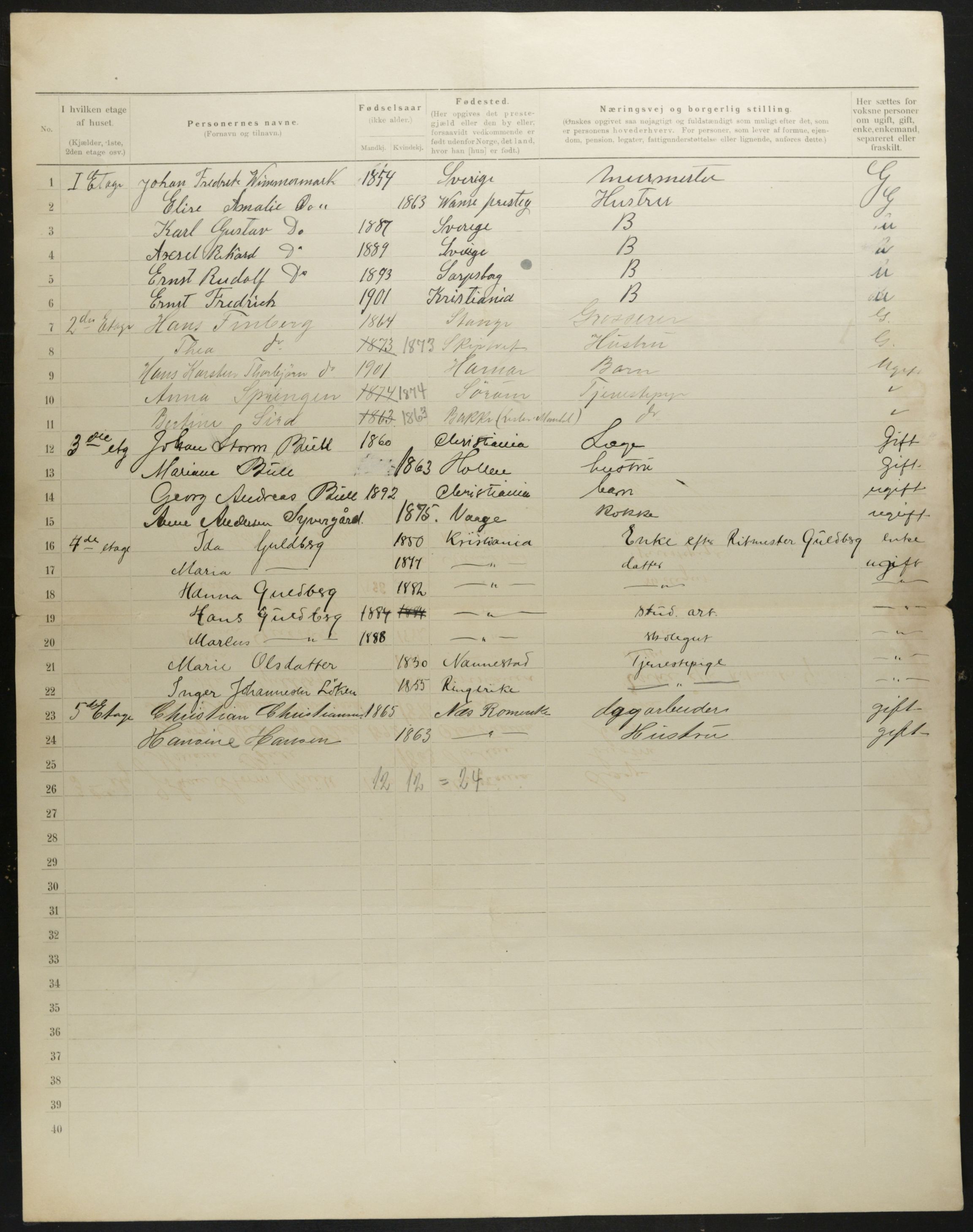 OBA, Municipal Census 1901 for Kristiania, 1901, p. 348