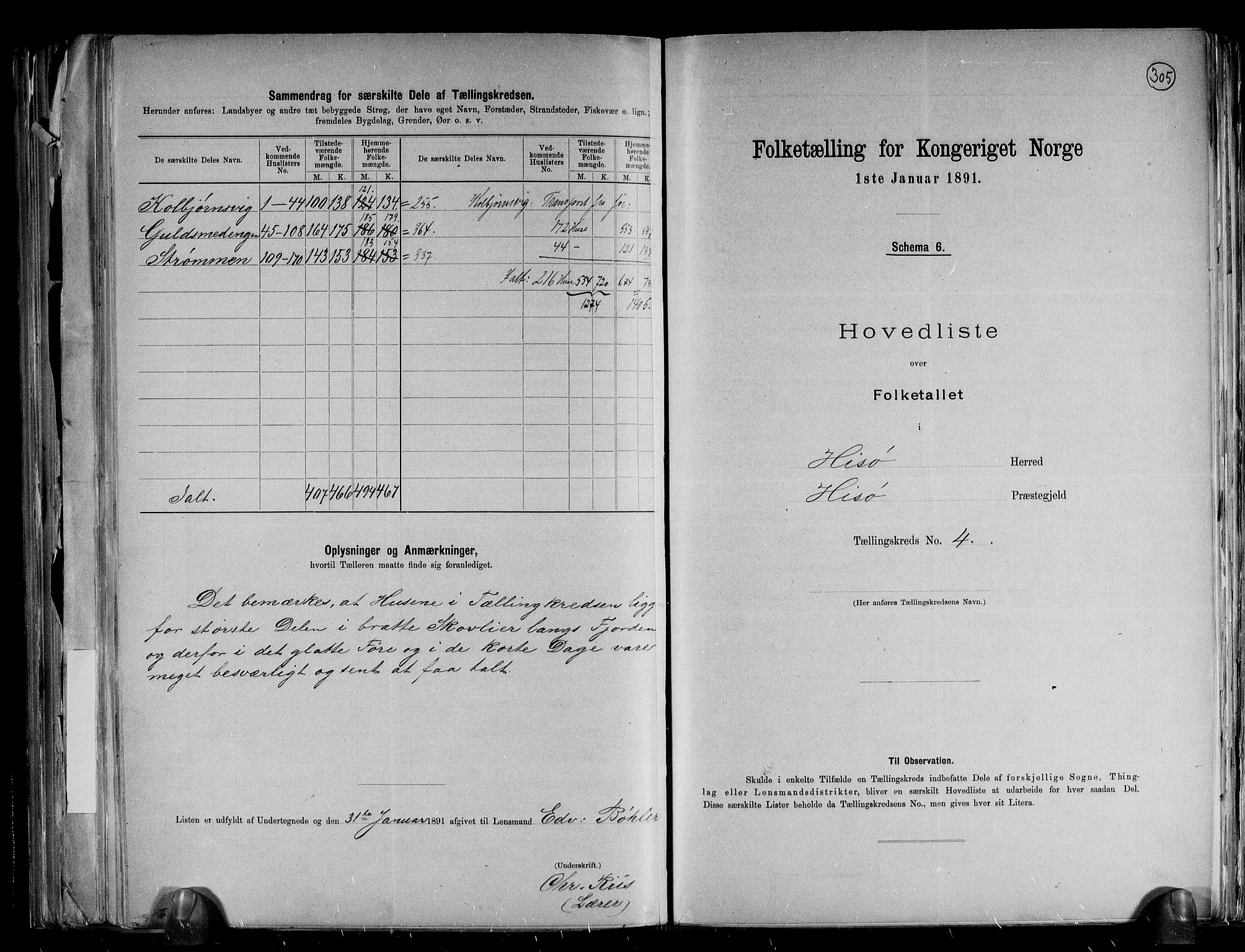 RA, 1891 census for 0922 Hisøy, 1891, p. 16