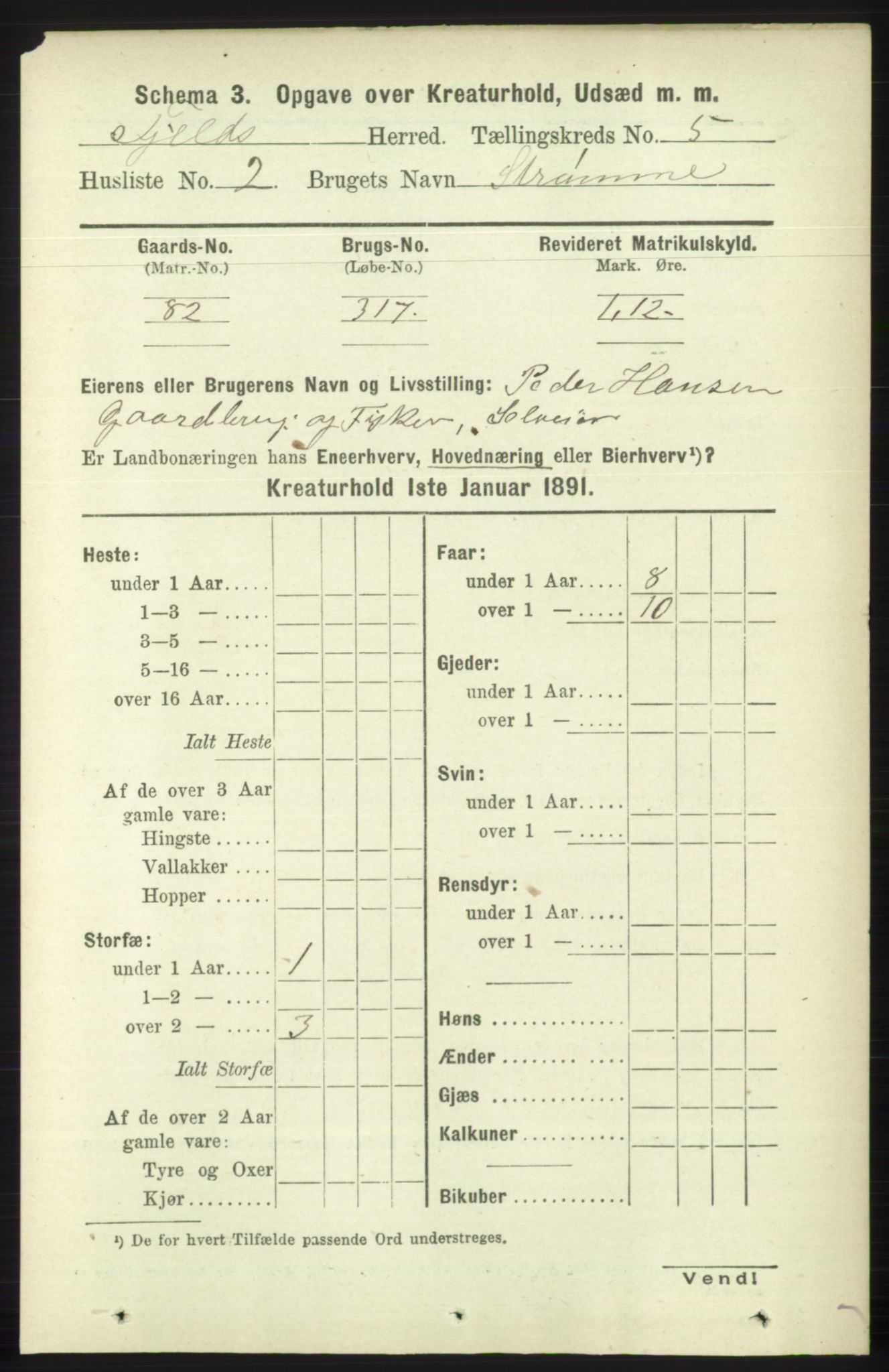 RA, 1891 census for 1246 Fjell, 1891, p. 4515