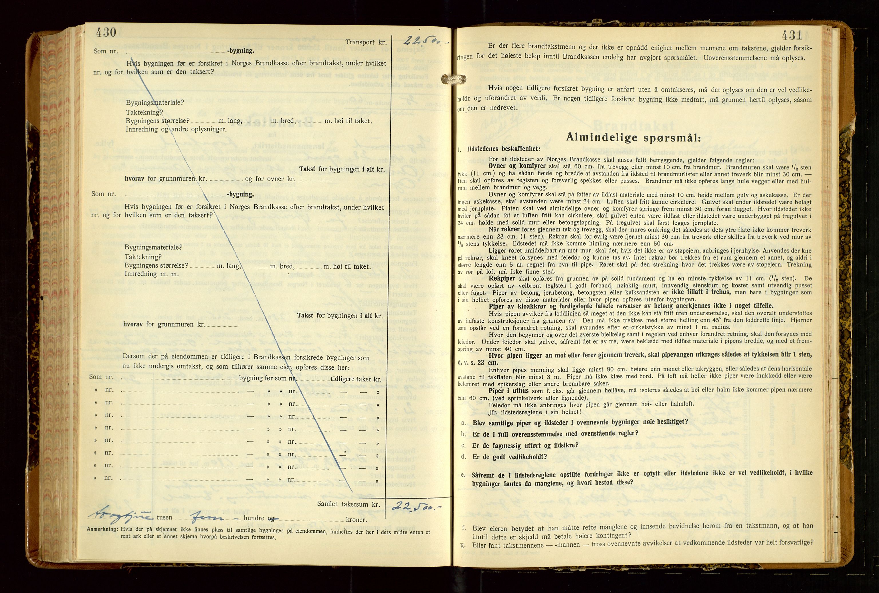 Eigersund lensmannskontor, AV/SAST-A-100171/Gob/L0007: "Brandtakstprotokoll", 1938-1955, p. 430-431