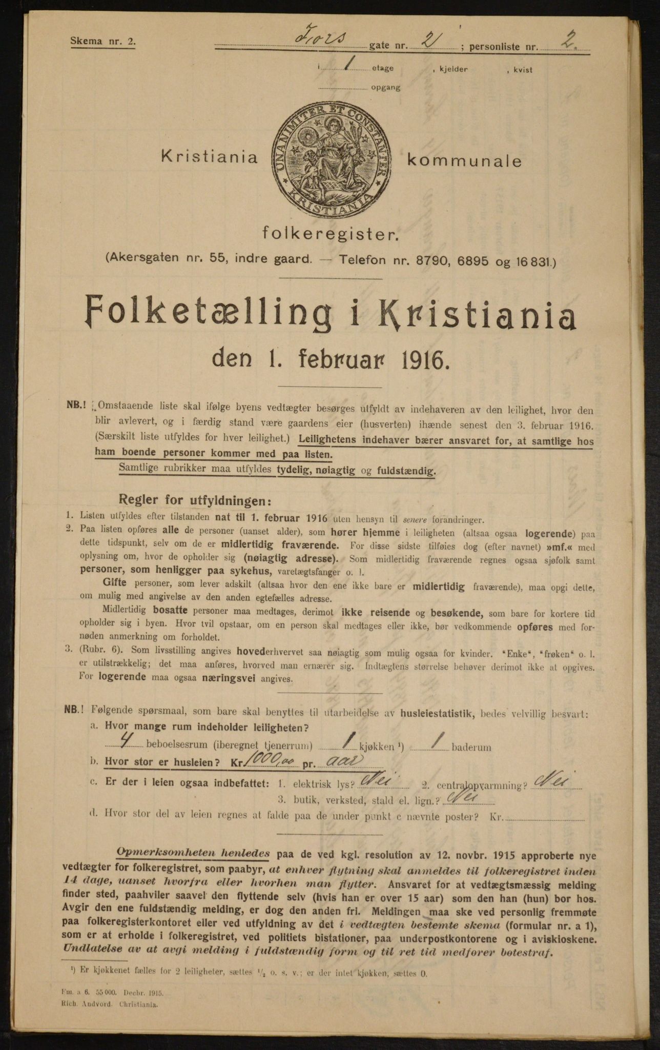 OBA, Municipal Census 1916 for Kristiania, 1916, p. 117565