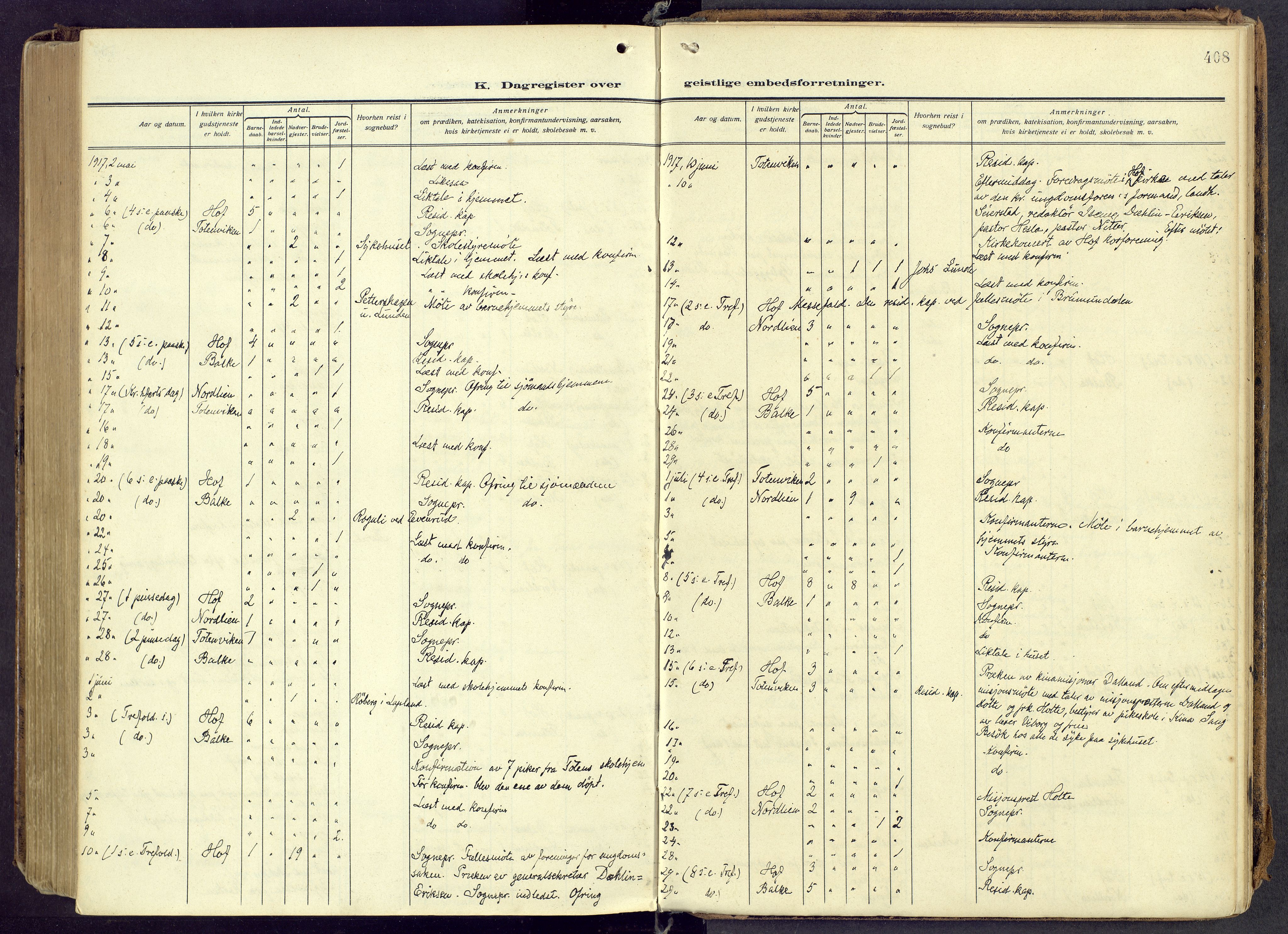 Østre Toten prestekontor, AV/SAH-PREST-104/H/Ha/Haa/L0010: Parish register (official) no. 10, 1910-1920, p. 408