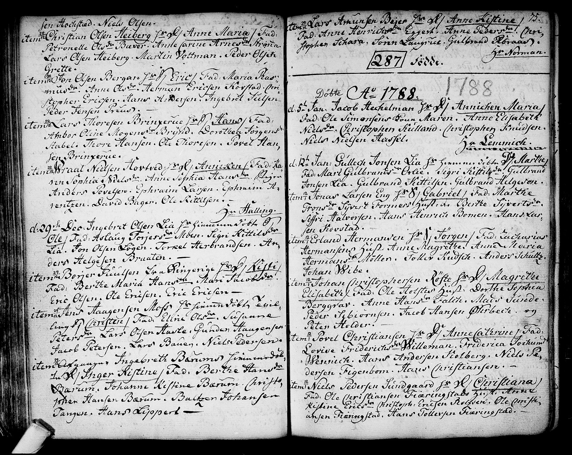 Kongsberg kirkebøker, SAKO/A-22/F/Fa/L0006: Parish register (official) no. I 6, 1783-1797, p. 75