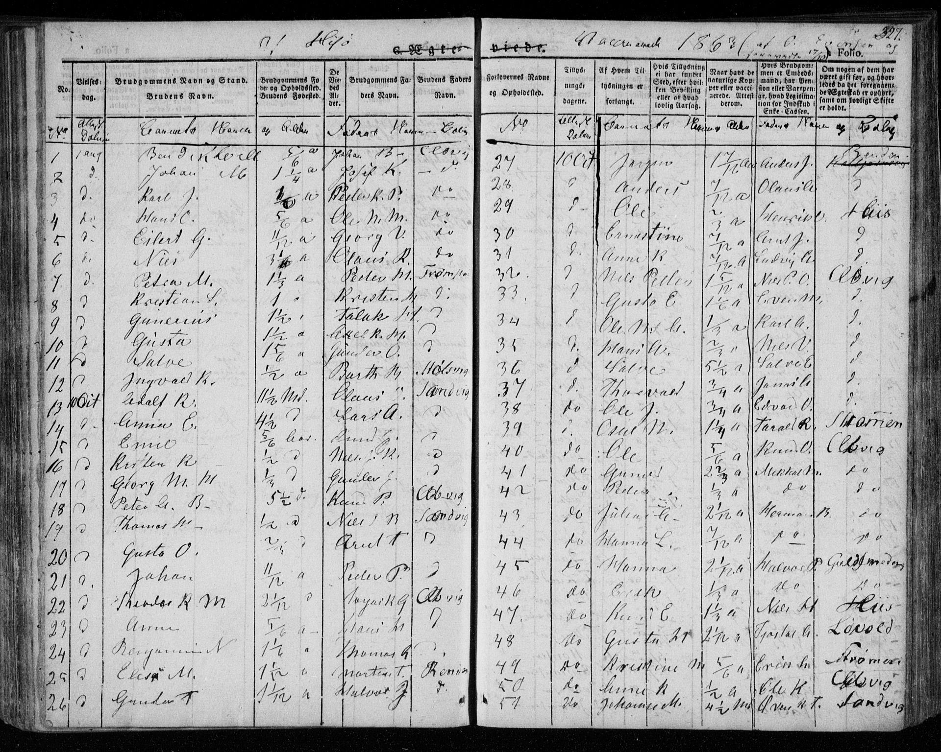 Øyestad sokneprestkontor, SAK/1111-0049/F/Fa/L0013: Parish register (official) no. A 13, 1827-1842, p. 327