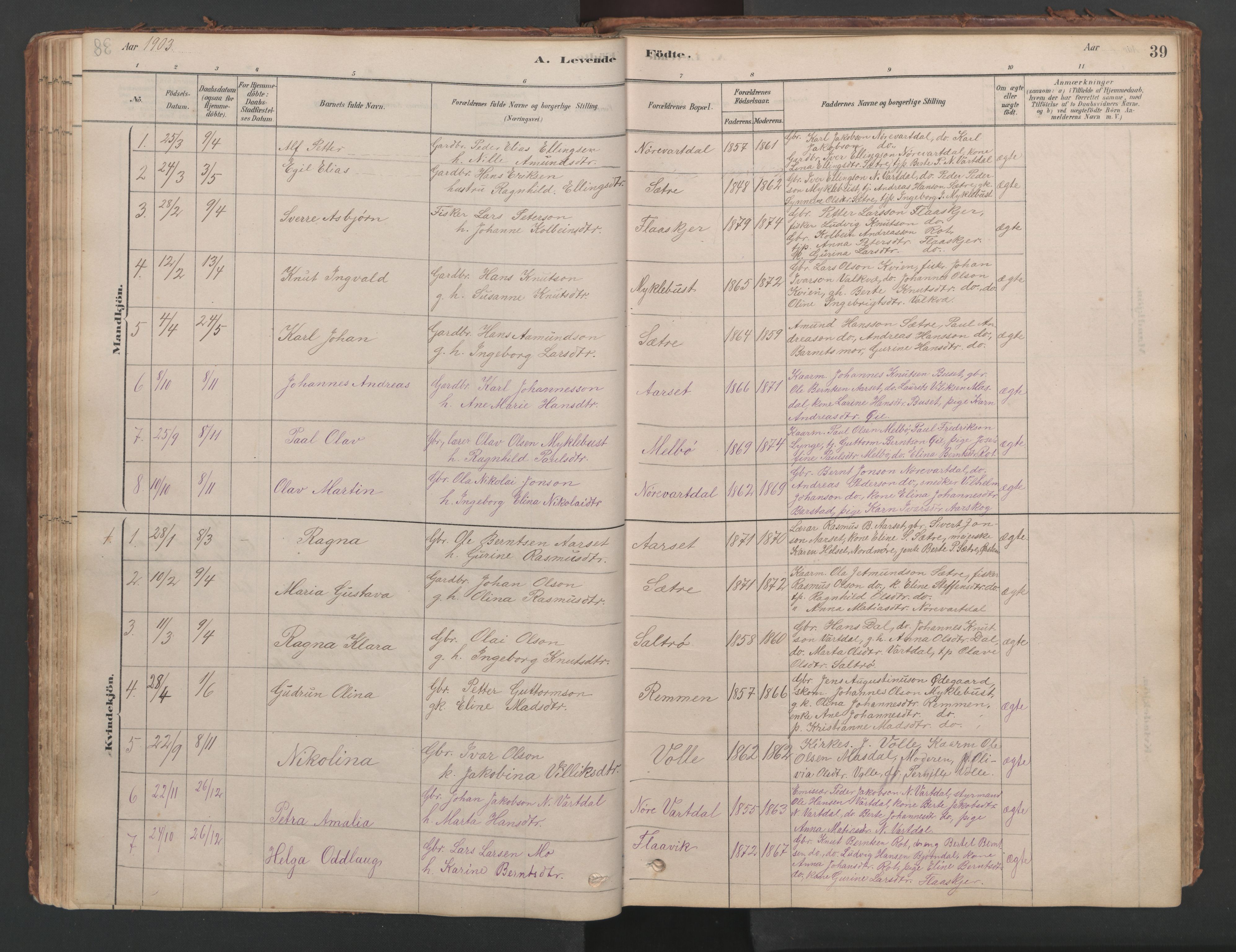 Ministerialprotokoller, klokkerbøker og fødselsregistre - Møre og Romsdal, SAT/A-1454/514/L0201: Parish register (copy) no. 514C01, 1878-1919, p. 39