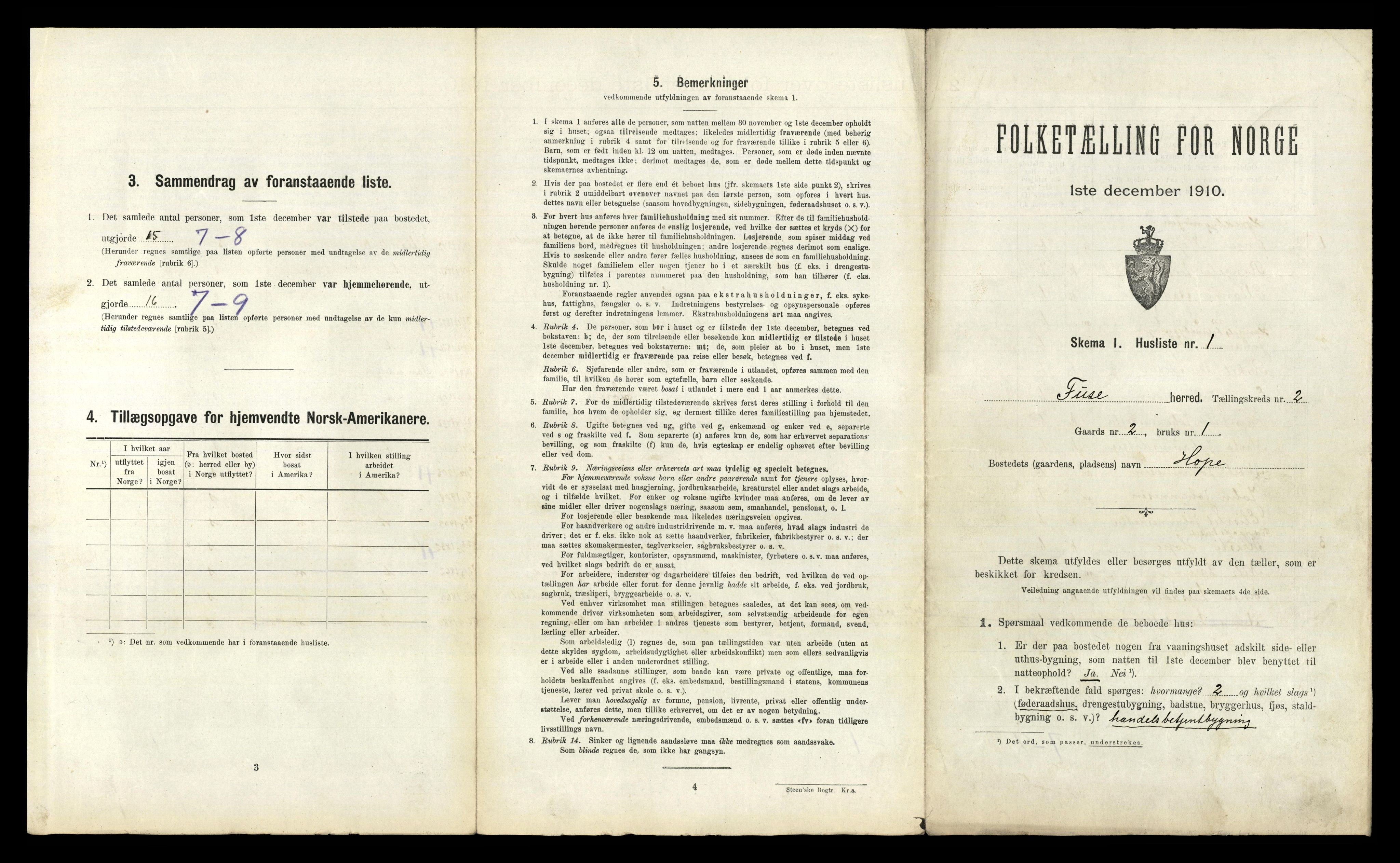 RA, 1910 census for Fusa, 1910, p. 106