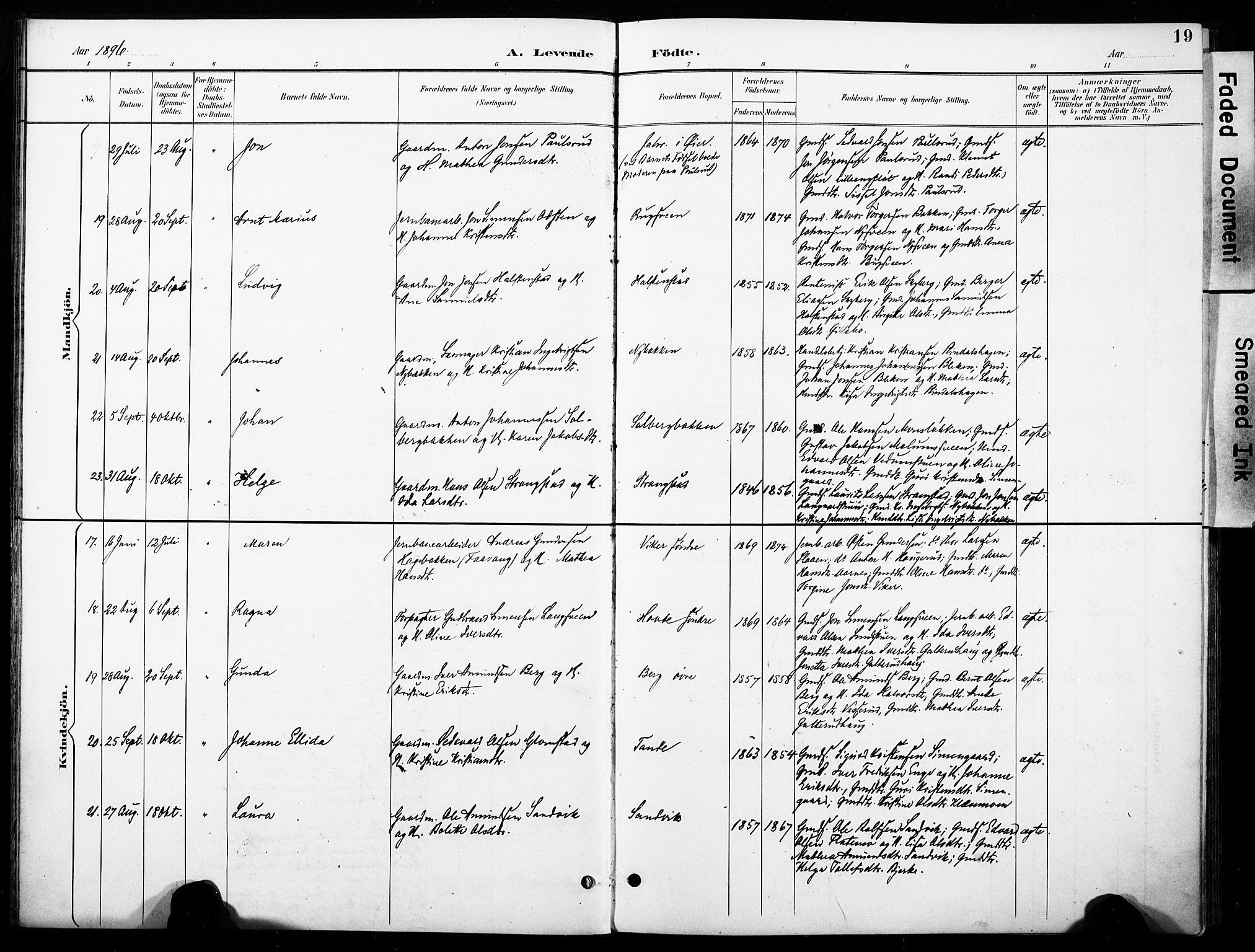 Øyer prestekontor, AV/SAH-PREST-084/H/Ha/Haa/L0011: Parish register (official) no. 11, 1894-1905, p. 19