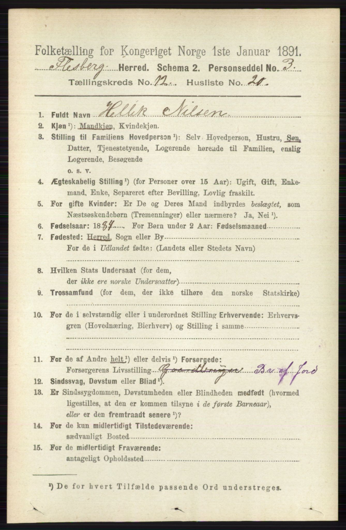 RA, 1891 census for 0631 Flesberg, 1891, p. 2175