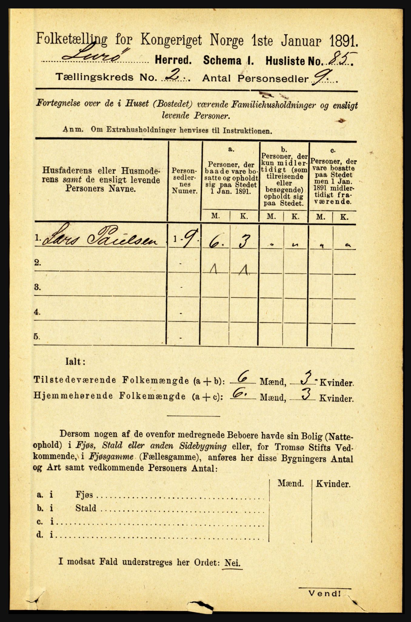 RA, 1891 census for 1834 Lurøy, 1891, p. 741