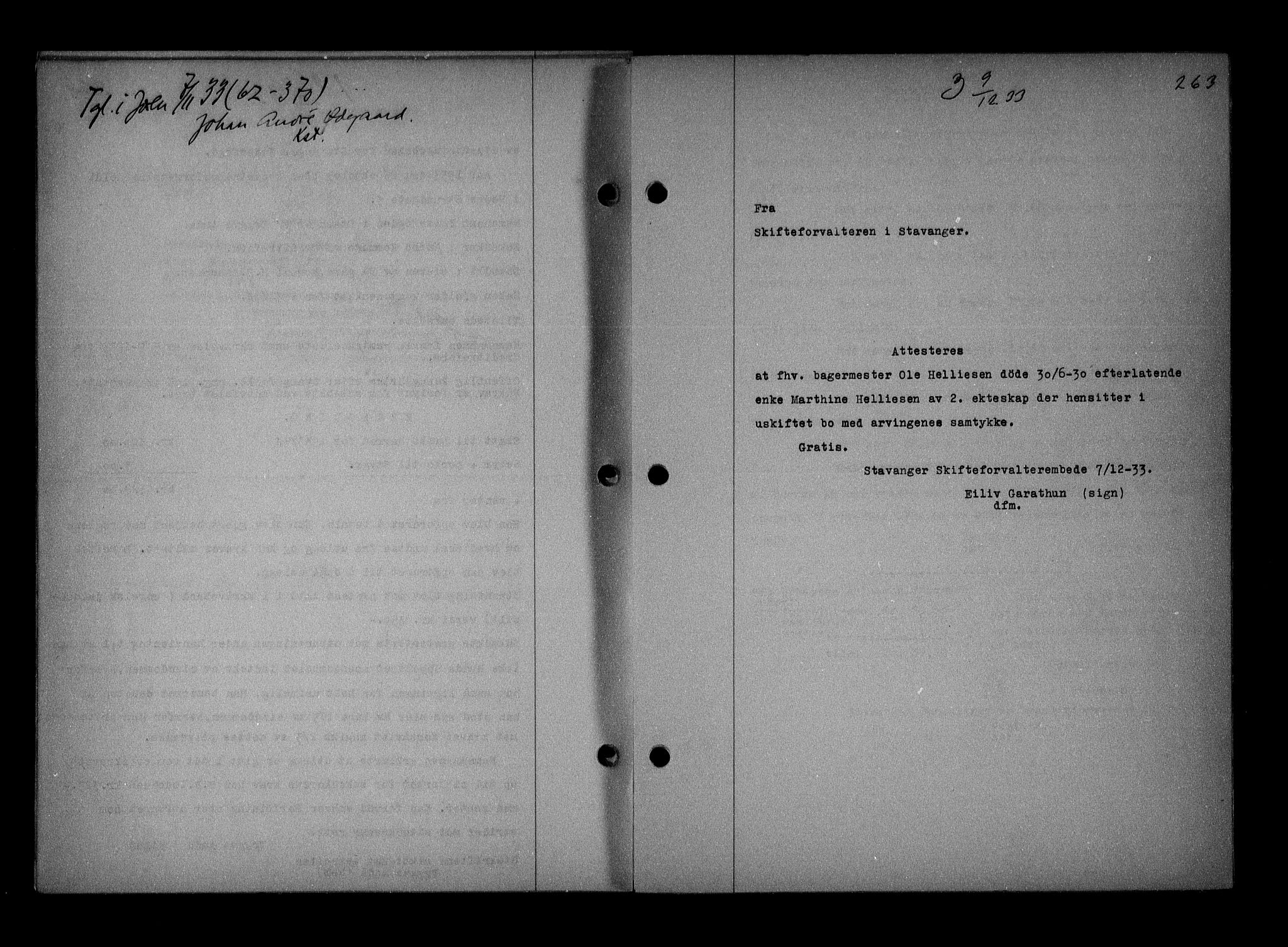 Stavanger byrett, AV/SAST-A-100455/001/4/41/410BB/L0005: Mortgage book no. 55, 1933-1934, Deed date: 09.12.1933