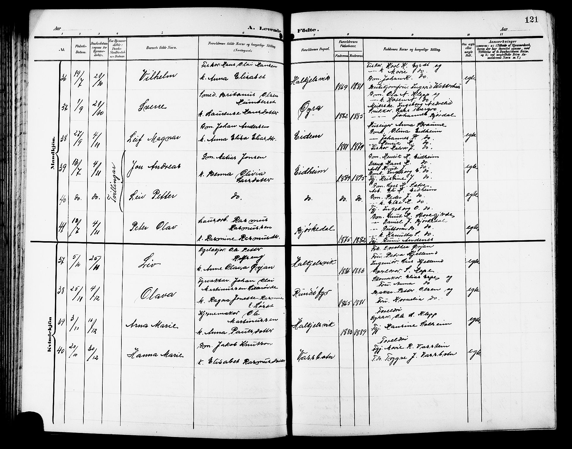 Ministerialprotokoller, klokkerbøker og fødselsregistre - Møre og Romsdal, SAT/A-1454/511/L0159: Parish register (copy) no. 511C05, 1902-1920, p. 121