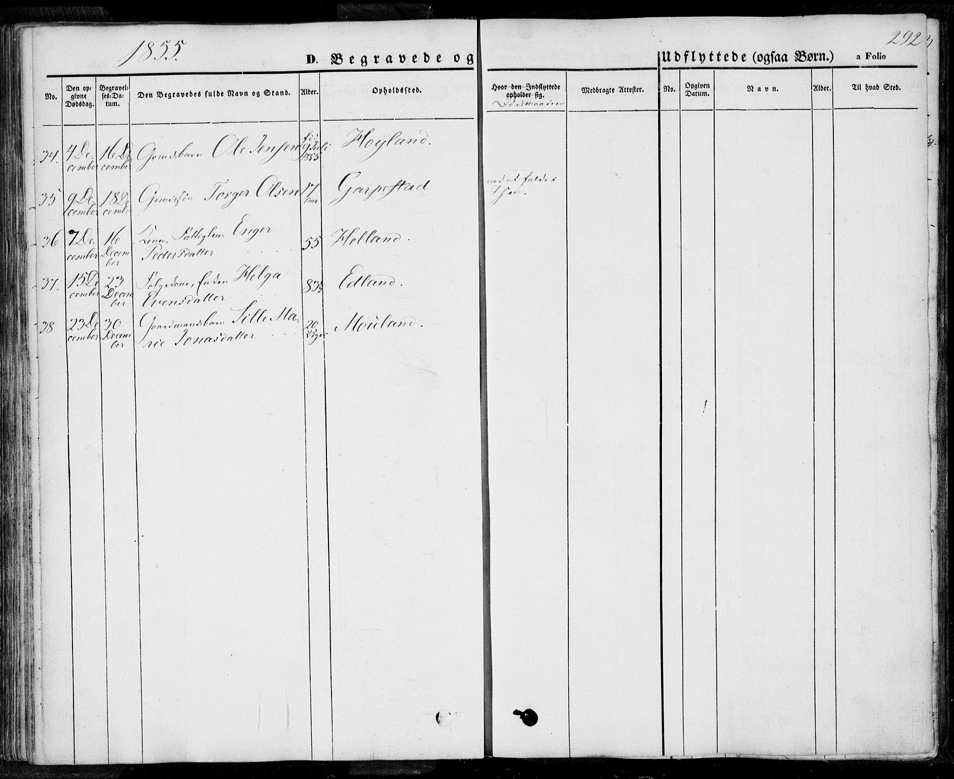 Lye sokneprestkontor, SAST/A-101794/001/30BA/L0006: Parish register (official) no. A 5.2, 1842-1855, p. 292