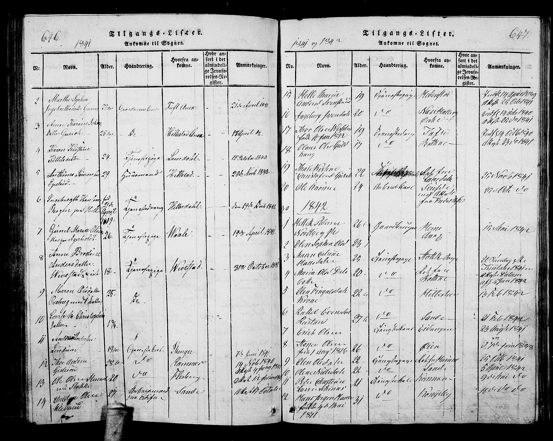 Hof kirkebøker, AV/SAKO-A-64/G/Ga/L0001: Parish register (copy) no. I 1, 1814-1844, p. 646-647