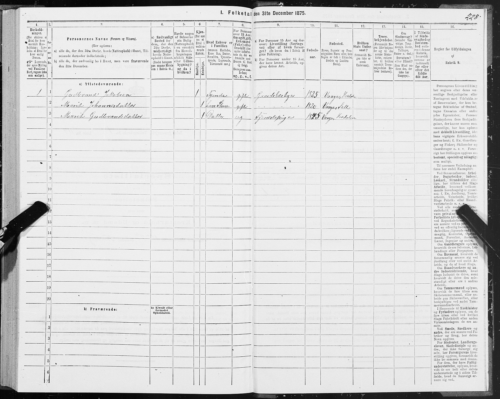 SAT, 1875 census for 1544P Bolsøy, 1875, p. 1228