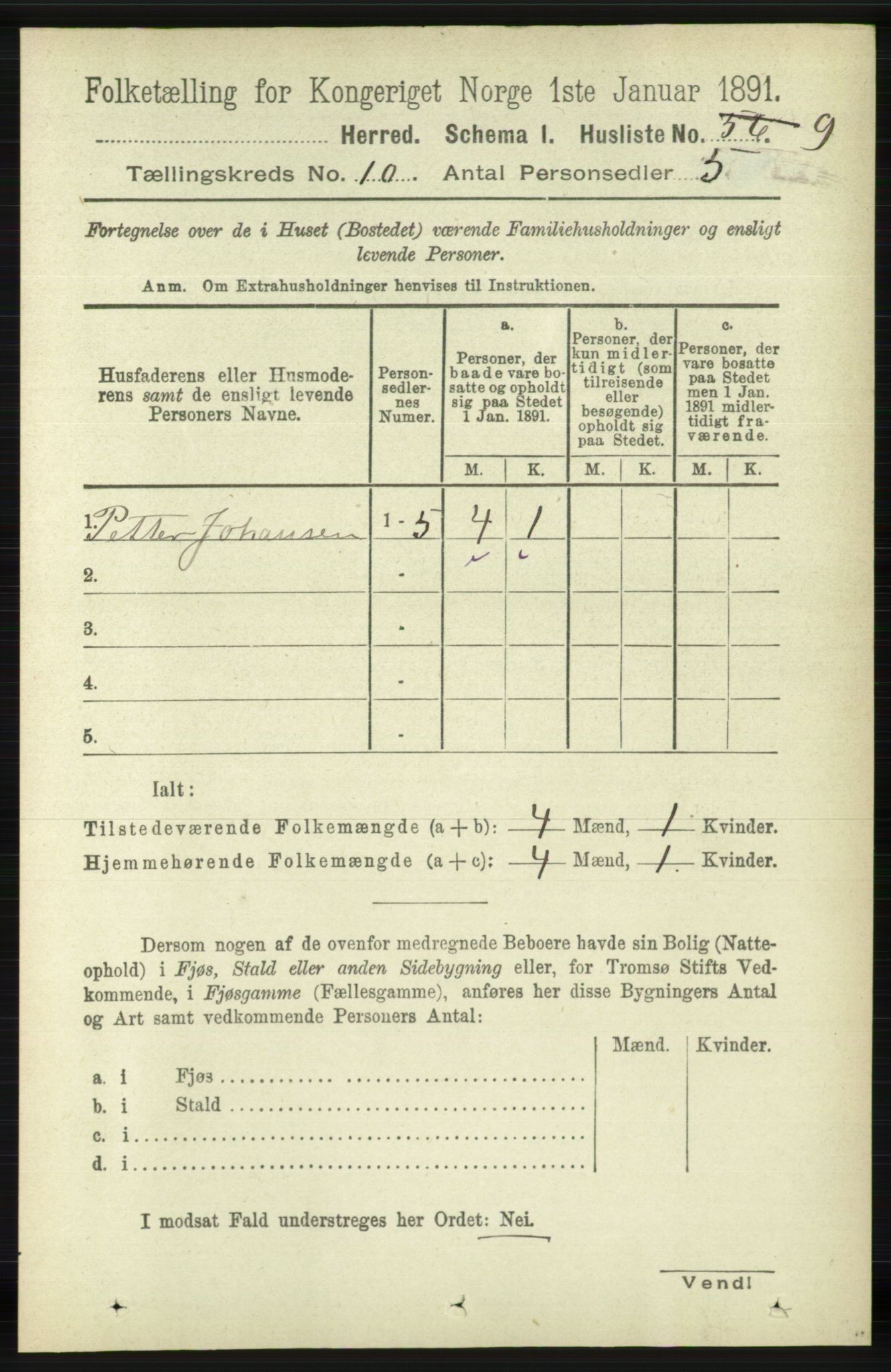 RA, 1891 census for 1120 Klepp, 1891, p. 2827