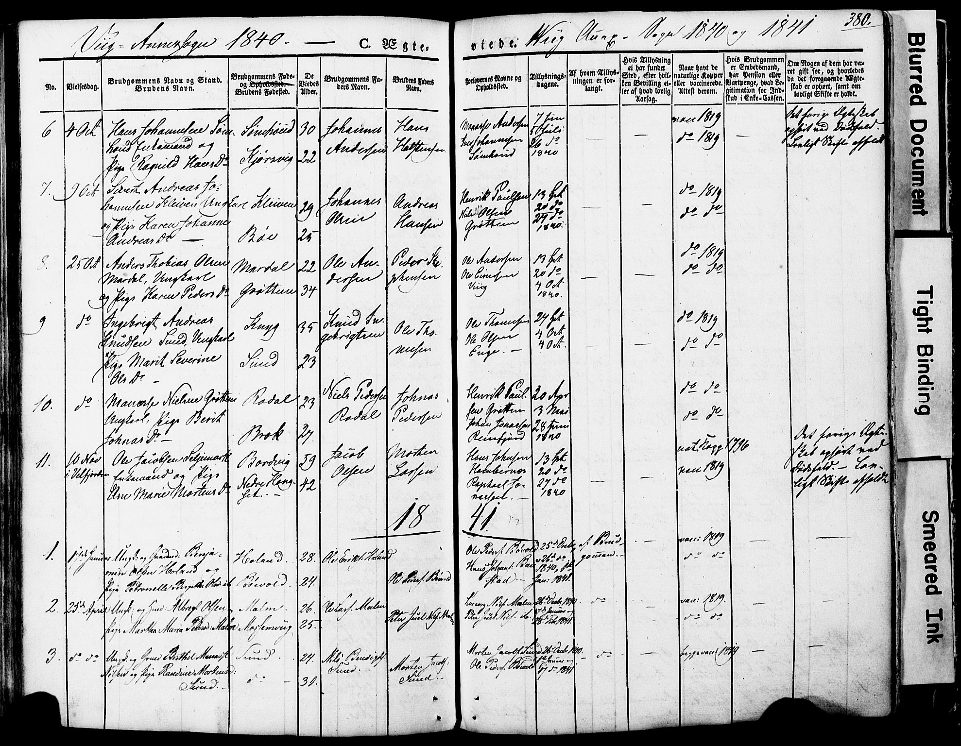 Ministerialprotokoller, klokkerbøker og fødselsregistre - Nordland, AV/SAT-A-1459/812/L0176: Parish register (official) no. 812A05, 1834-1874, p. 380