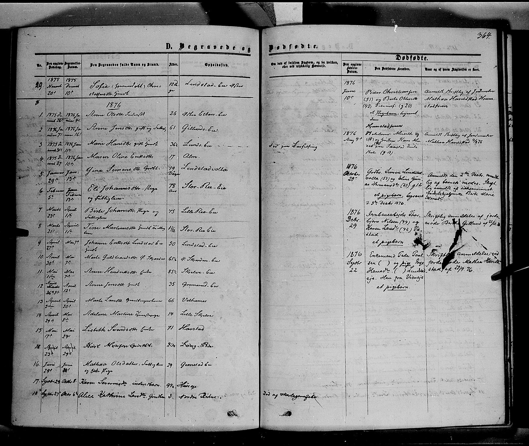 Stange prestekontor, SAH/PREST-002/K/L0013: Parish register (official) no. 13, 1862-1879, p. 364