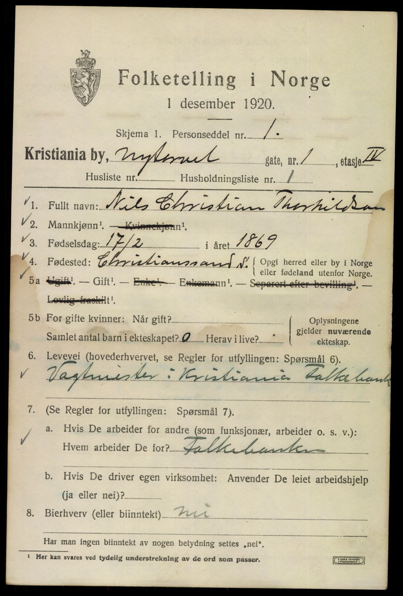 SAO, 1920 census for Kristiania, 1920, p. 427707