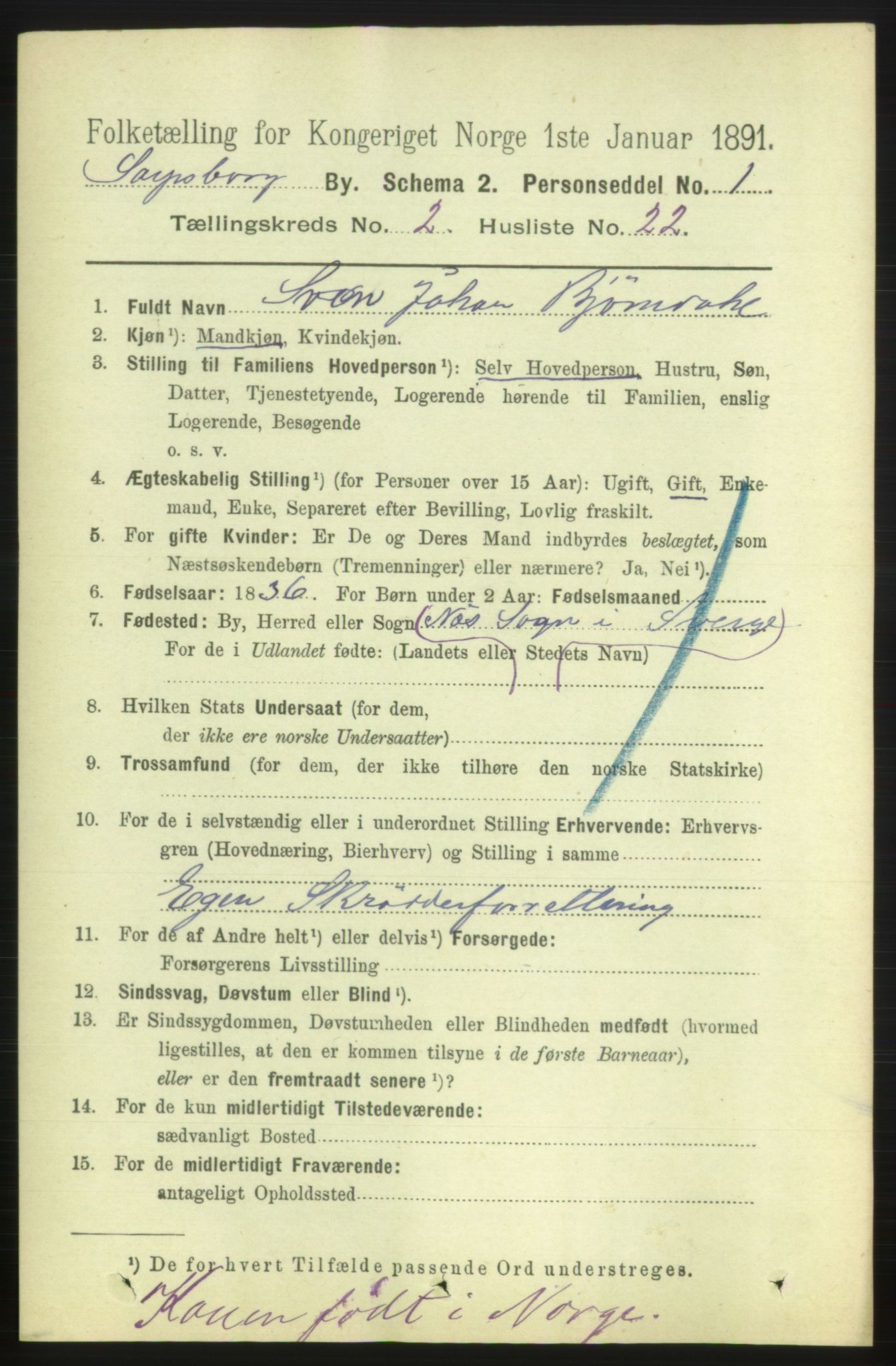 RA, 1891 census for 0102 Sarpsborg, 1891, p. 1470