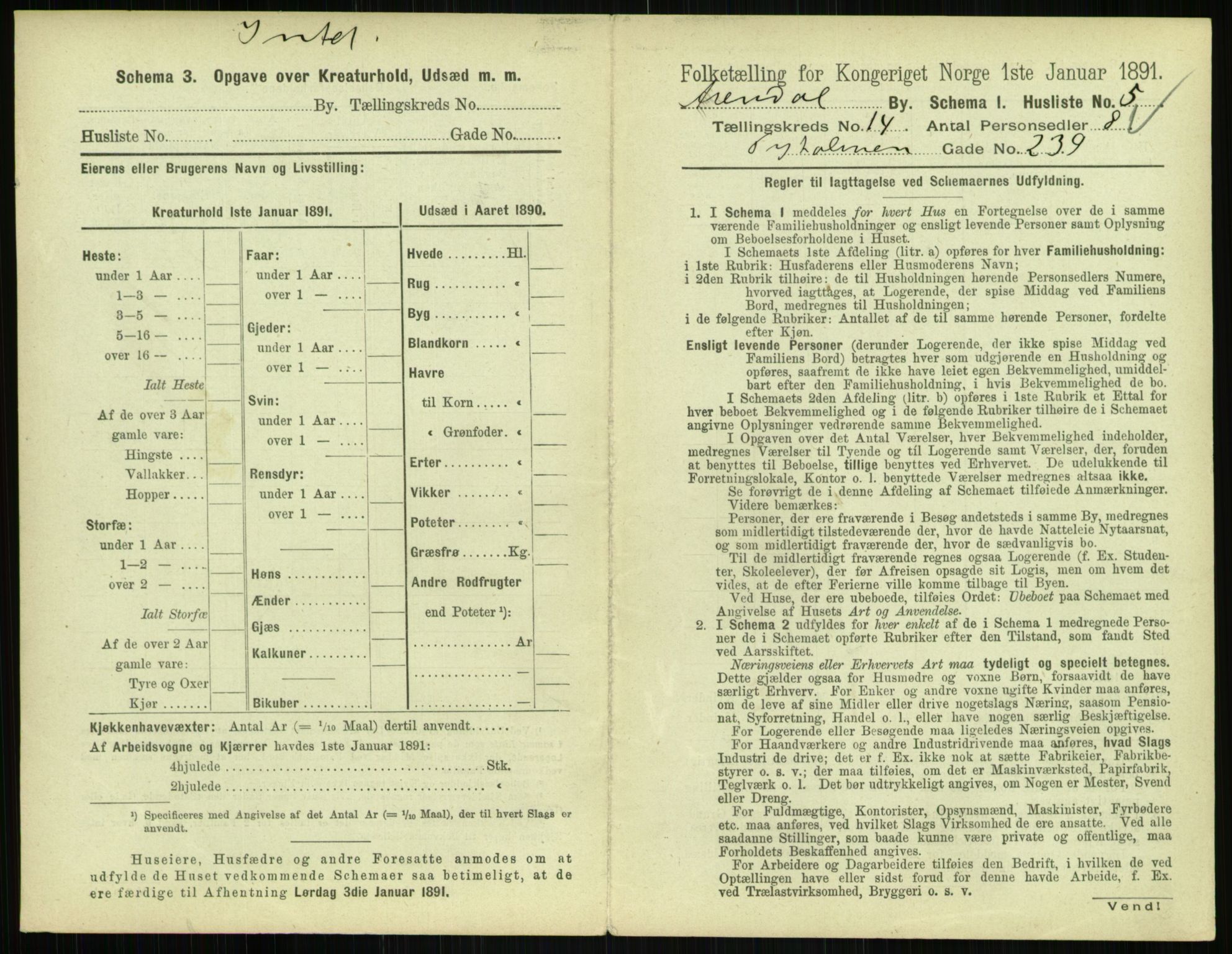 RA, 1891 census for 0903 Arendal, 1891, p. 746