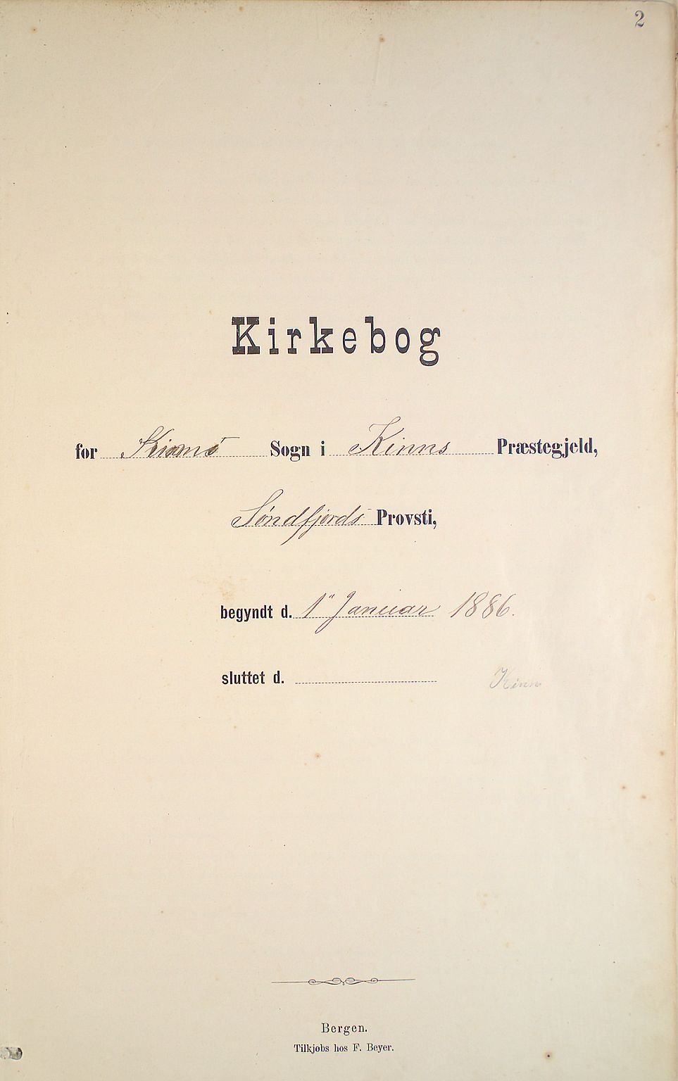 Kinn sokneprestembete, AV/SAB-A-80801/H/Haa/Haab/L0011: Parish register (official) no. B 11, 1886-1936, p. 2