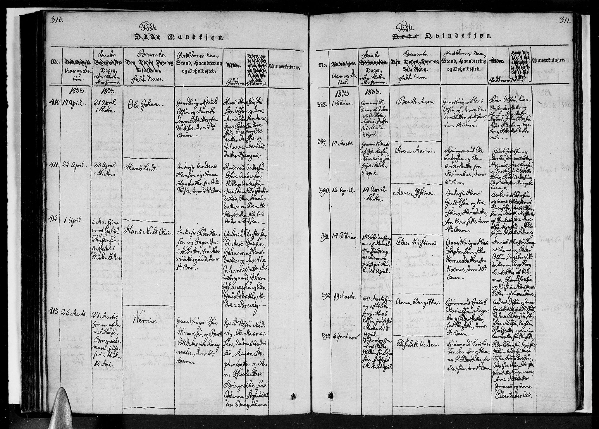 Ministerialprotokoller, klokkerbøker og fødselsregistre - Nordland, SAT/A-1459/852/L0736: Parish register (official) no. 852A06, 1820-1833, p. 310-311