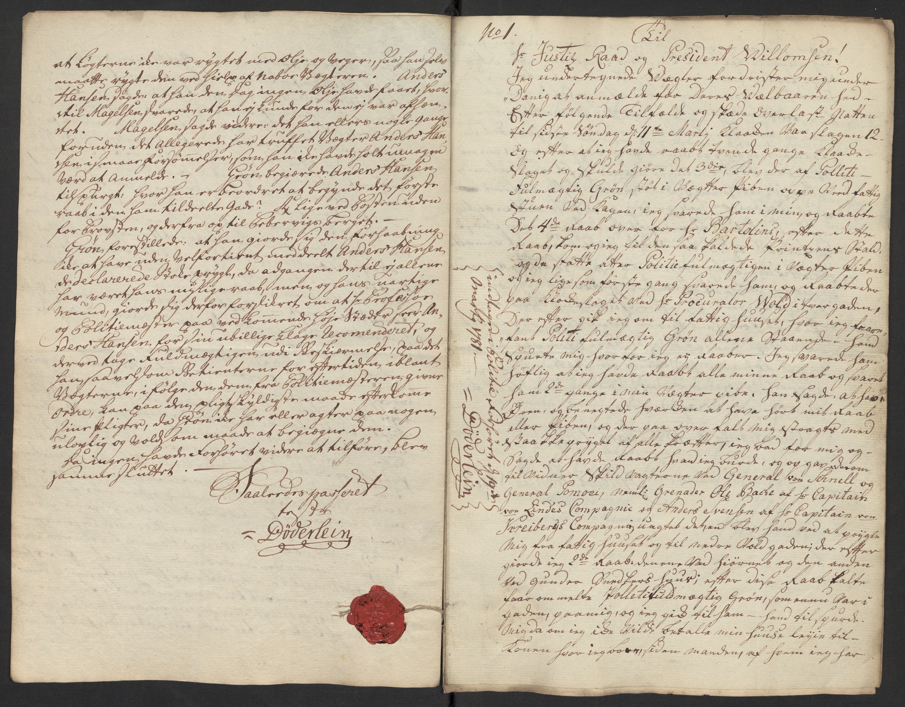 Oslo politidistrikt, AV/SAO-A-10085/D/Da/L0003: Innkomne brev, pro memoria m.v., 1781, p. 280