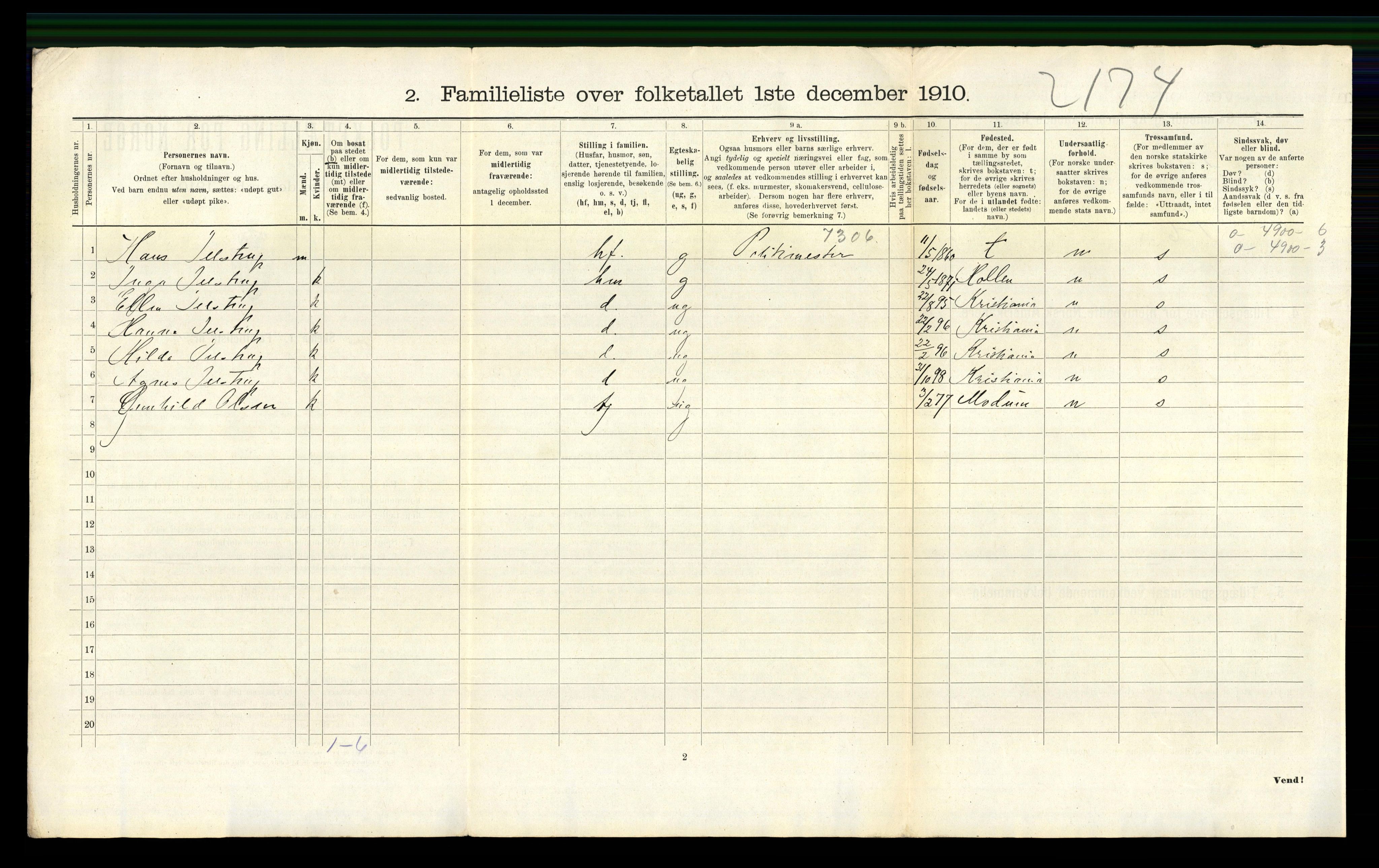 RA, 1910 census for Trondheim, 1910, p. 2462