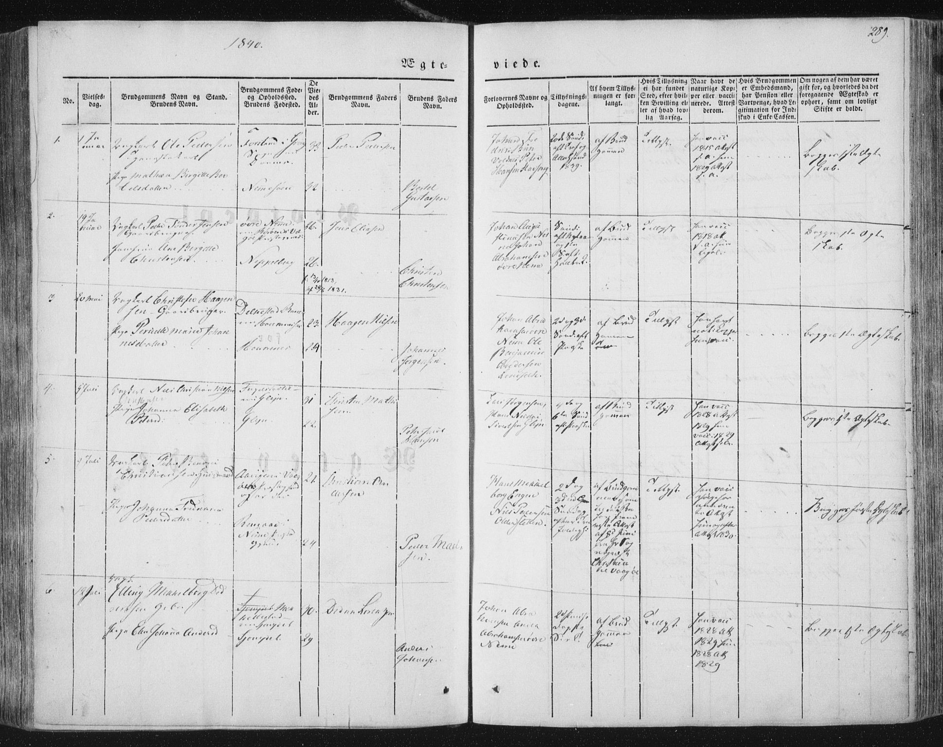 Ministerialprotokoller, klokkerbøker og fødselsregistre - Nordland, AV/SAT-A-1459/838/L0549: Parish register (official) no. 838A07, 1840-1854, p. 289