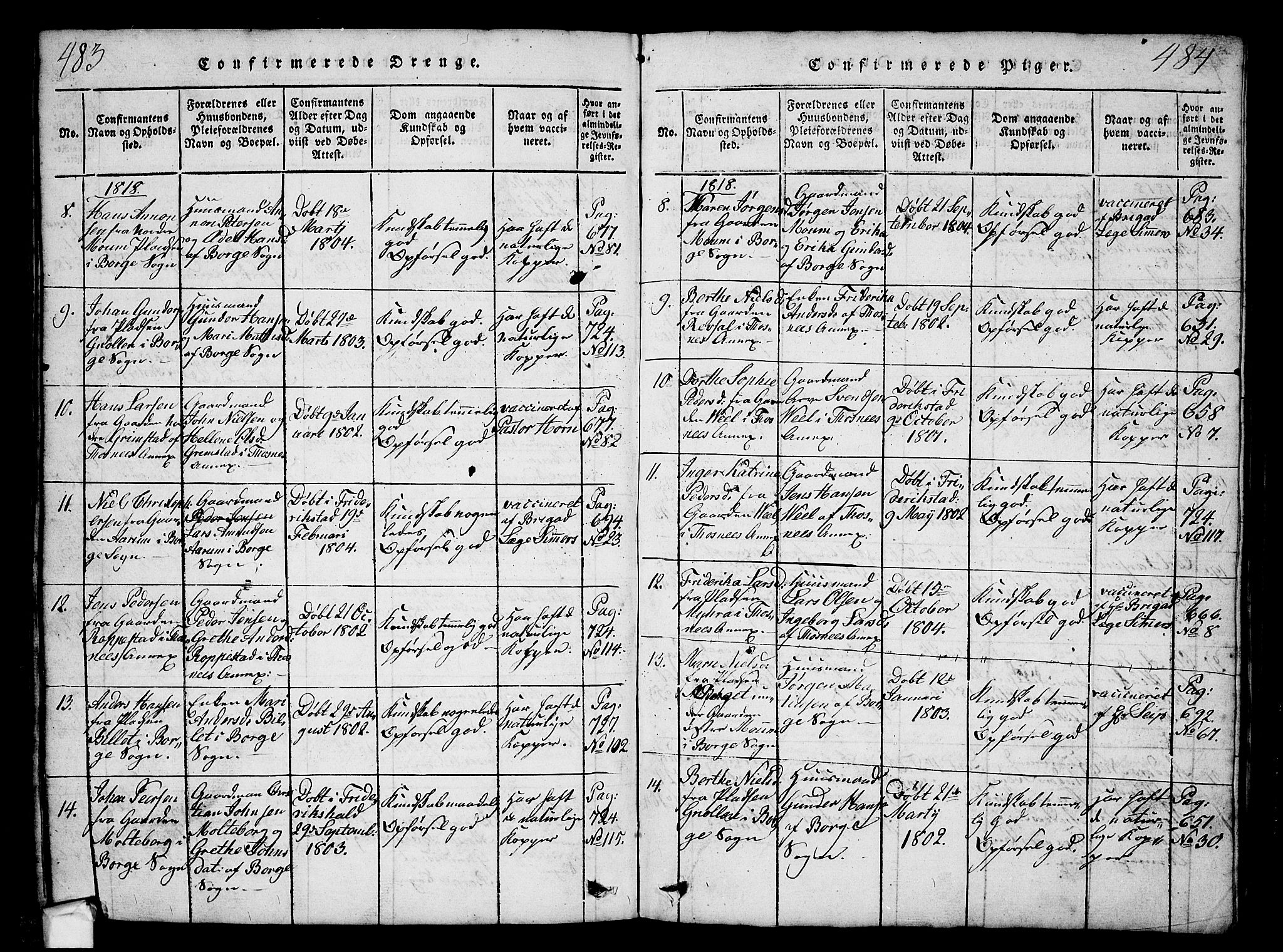 Borge prestekontor Kirkebøker, AV/SAO-A-10903/G/Ga/L0001: Parish register (copy) no.  I 1, 1815-1835, p. 483-484