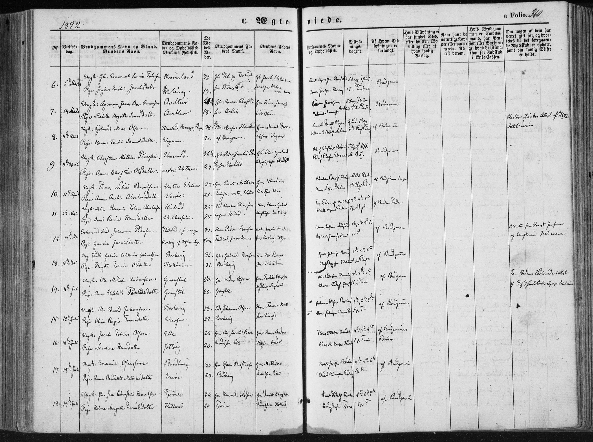 Lista sokneprestkontor, SAK/1111-0027/F/Fa/L0011: Parish register (official) no. A 11, 1861-1878, p. 360
