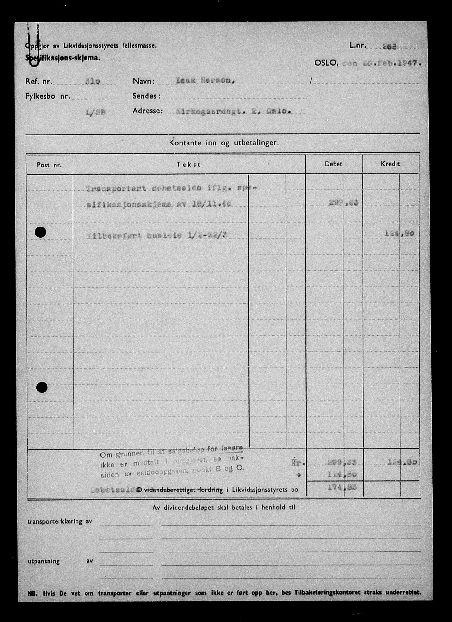 Justisdepartementet, Tilbakeføringskontoret for inndratte formuer, AV/RA-S-1564/H/Hc/Hcc/L0943: --, 1945-1947, p. 75