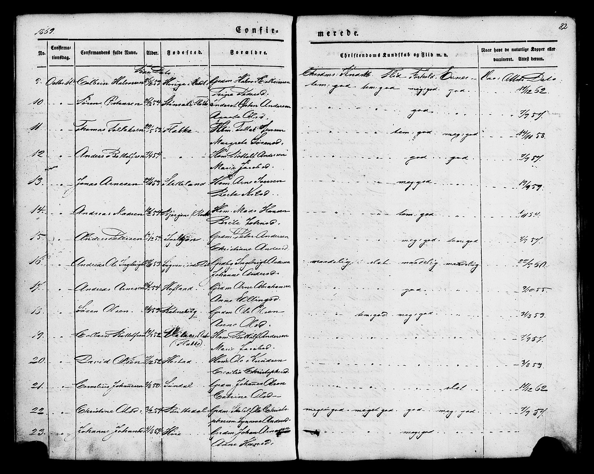 Fjaler sokneprestembete, SAB/A-79801/H/Haa/Haaa/L0008: Parish register (official) no. A 8, 1850-1886, p. 82