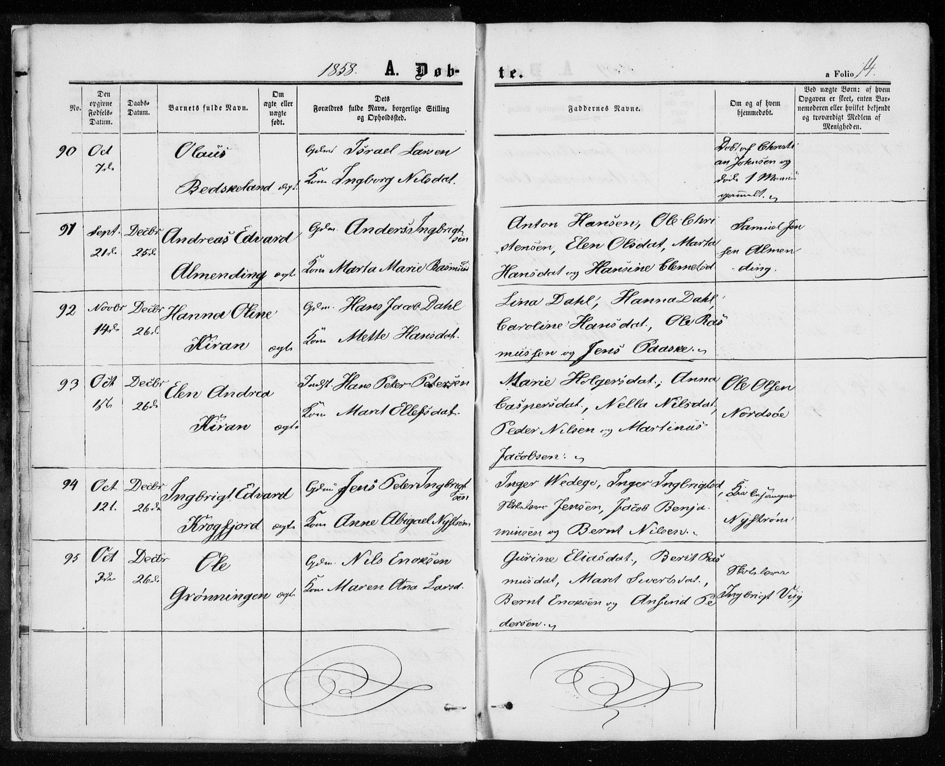 Ministerialprotokoller, klokkerbøker og fødselsregistre - Sør-Trøndelag, SAT/A-1456/657/L0705: Parish register (official) no. 657A06, 1858-1867, p. 14