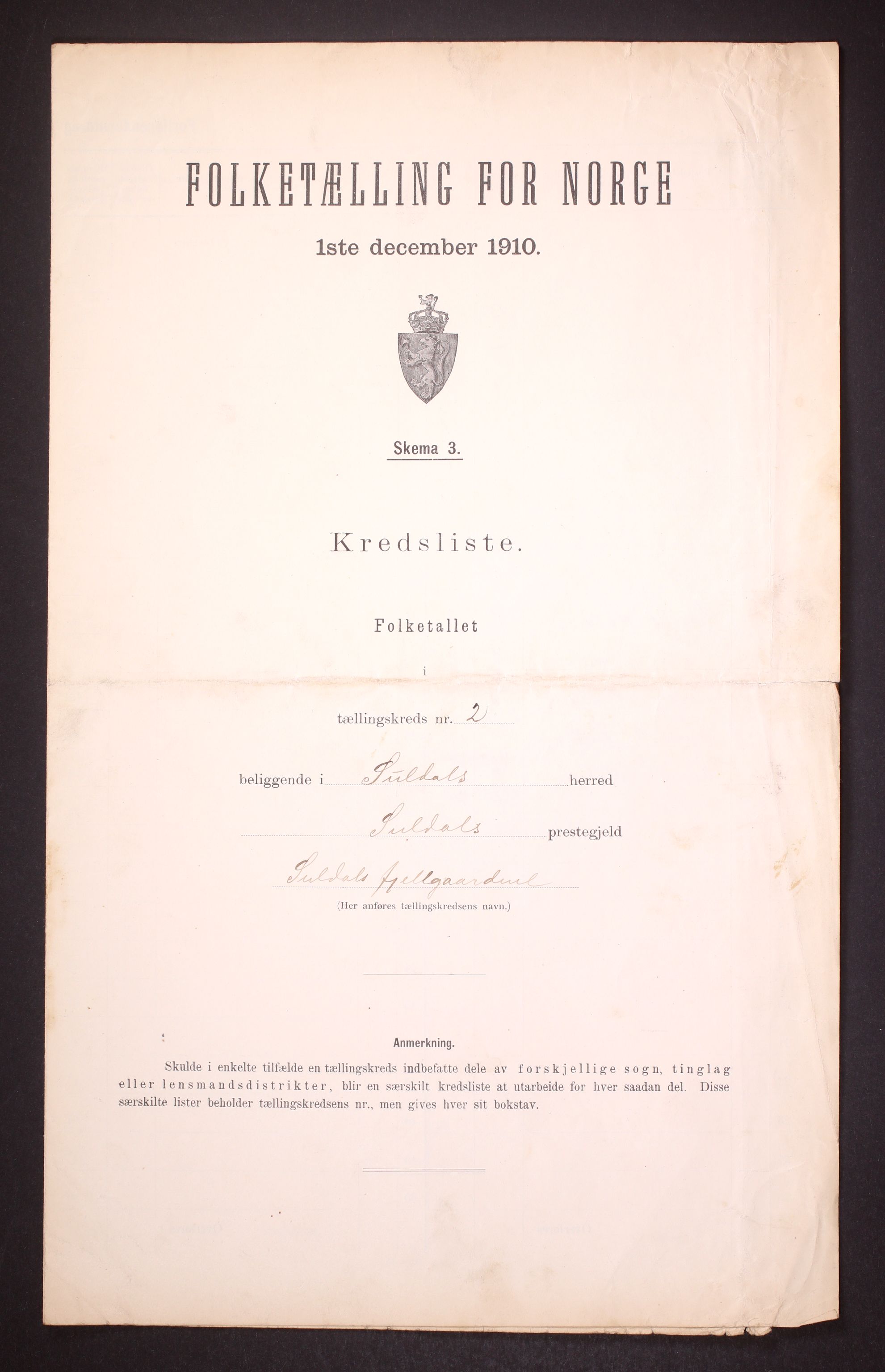 RA, 1910 census for Suldal, 1910, p. 7