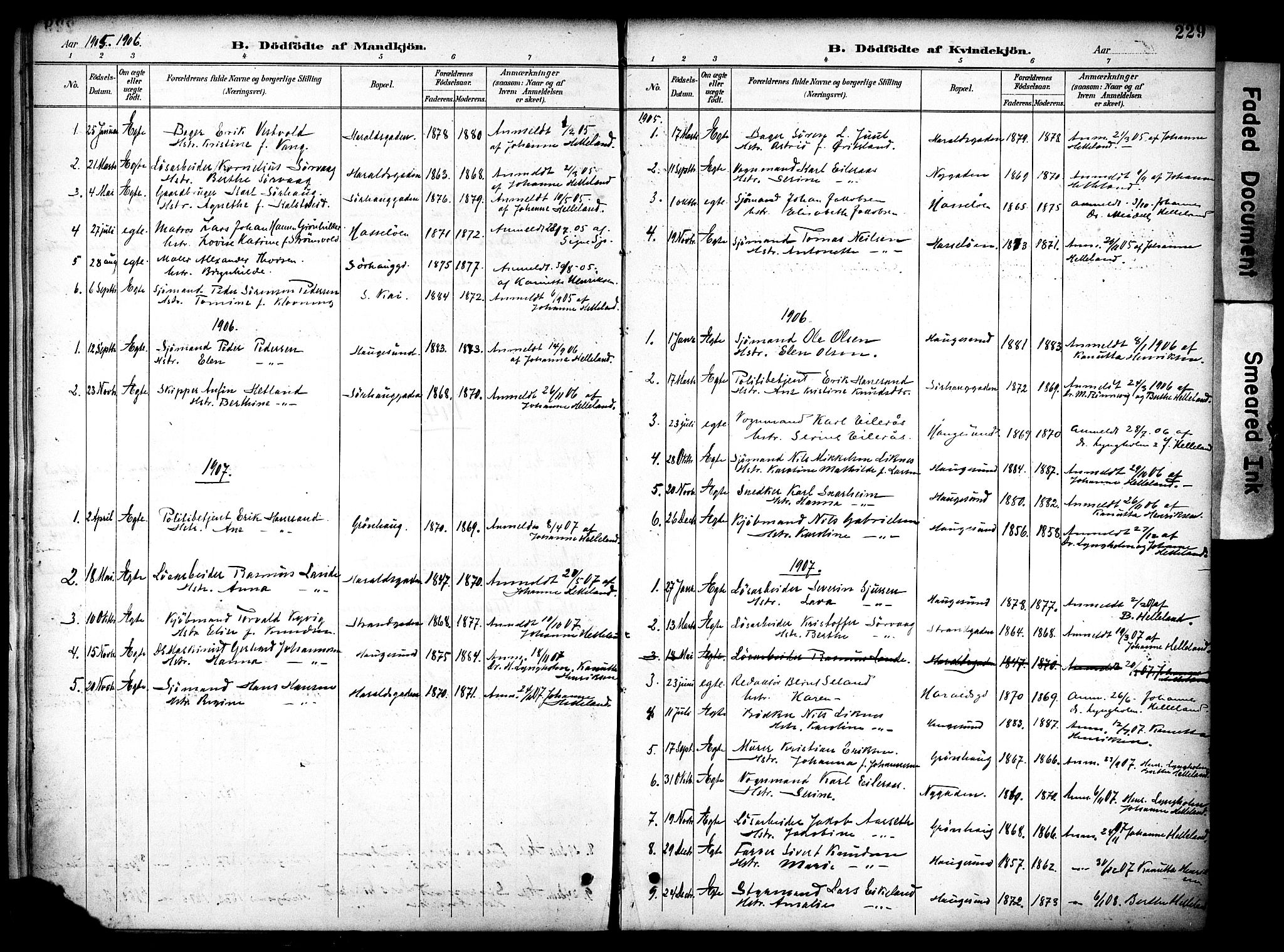 Haugesund sokneprestkontor, AV/SAST-A -101863/H/Ha/Haa/L0006: Parish register (official) no. A 6, 1891-1907, p. 229