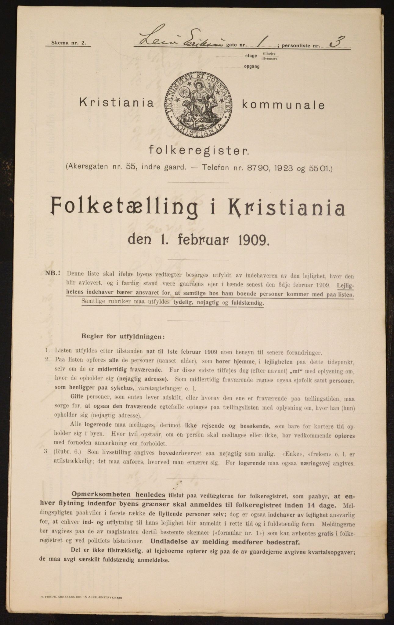 OBA, Municipal Census 1909 for Kristiania, 1909, p. 52412
