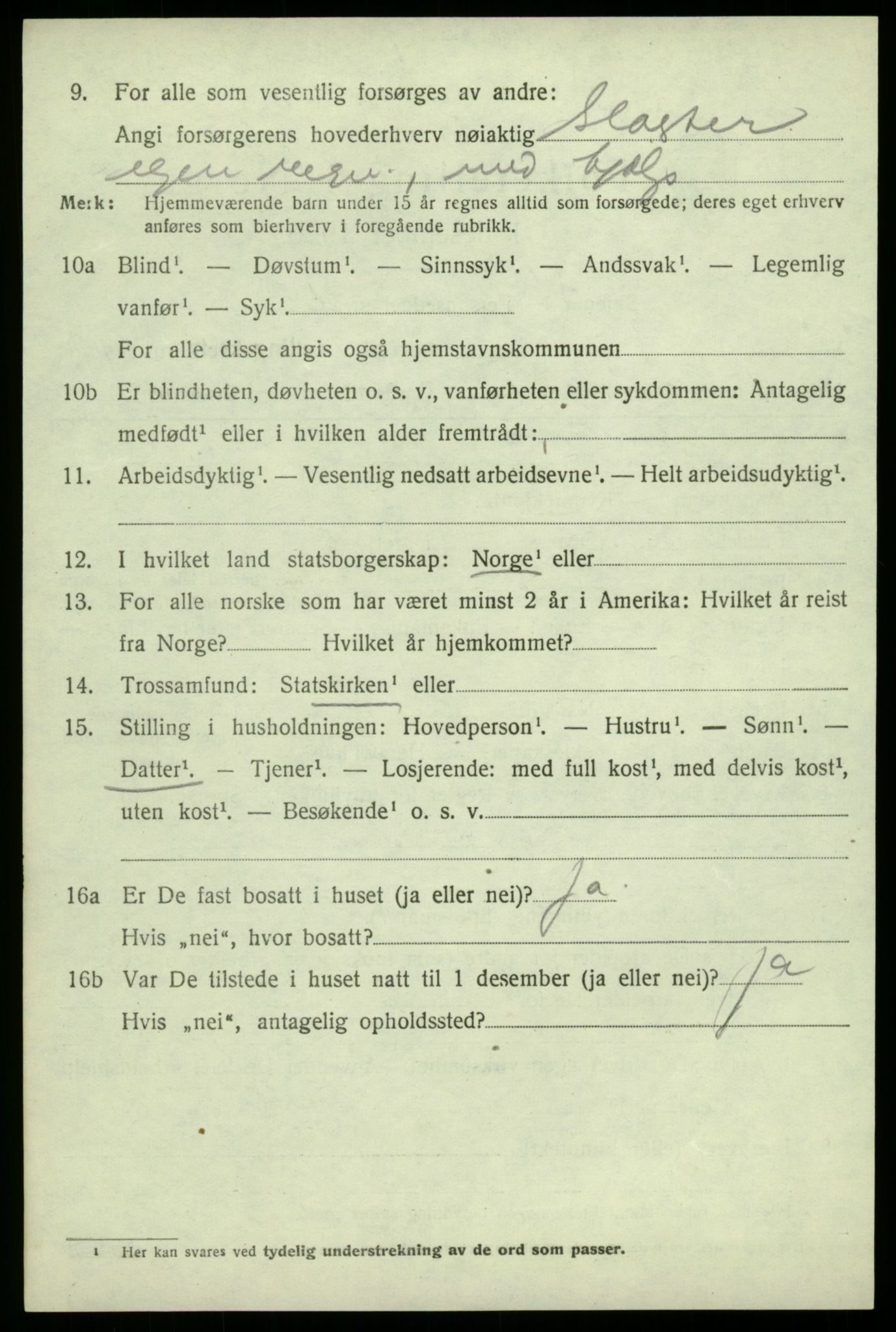 SAB, 1920 census for Odda, 1920, p. 9686