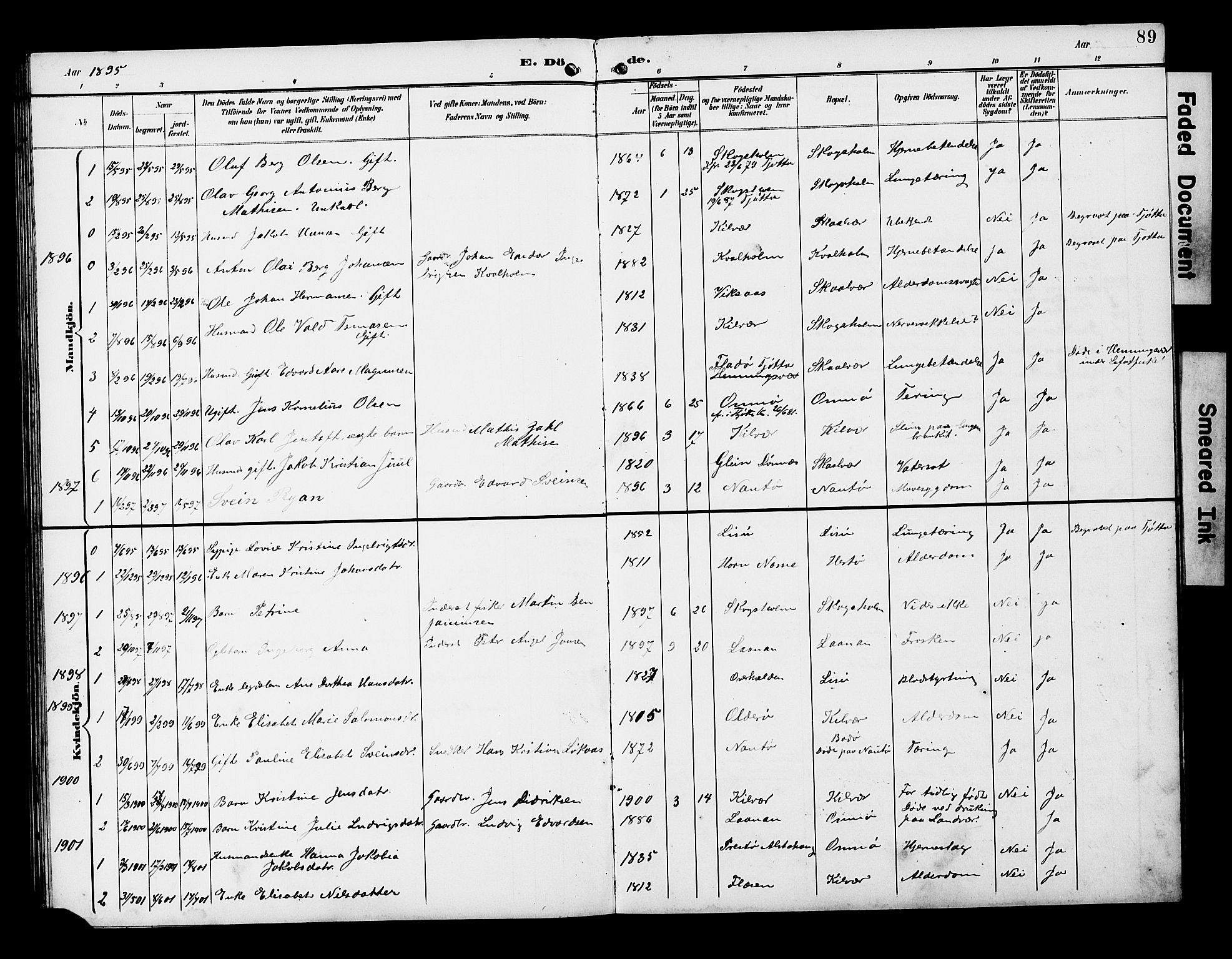 Ministerialprotokoller, klokkerbøker og fødselsregistre - Nordland, AV/SAT-A-1459/818/L0273: Parish register (copy) no. 818C01, 1893-1928, p. 89