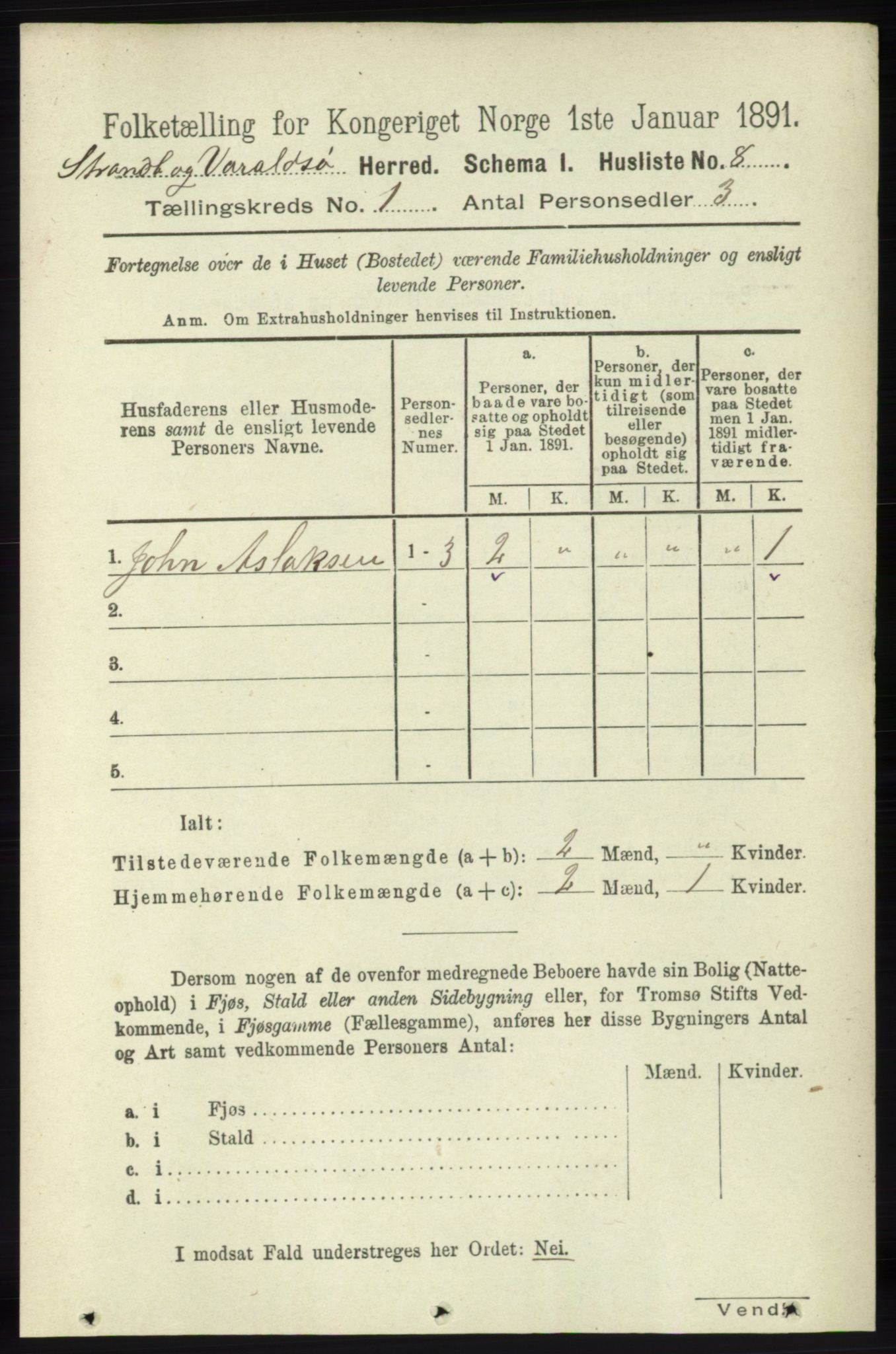 RA, 1891 census for 1226 Strandebarm og Varaldsøy, 1891, p. 31