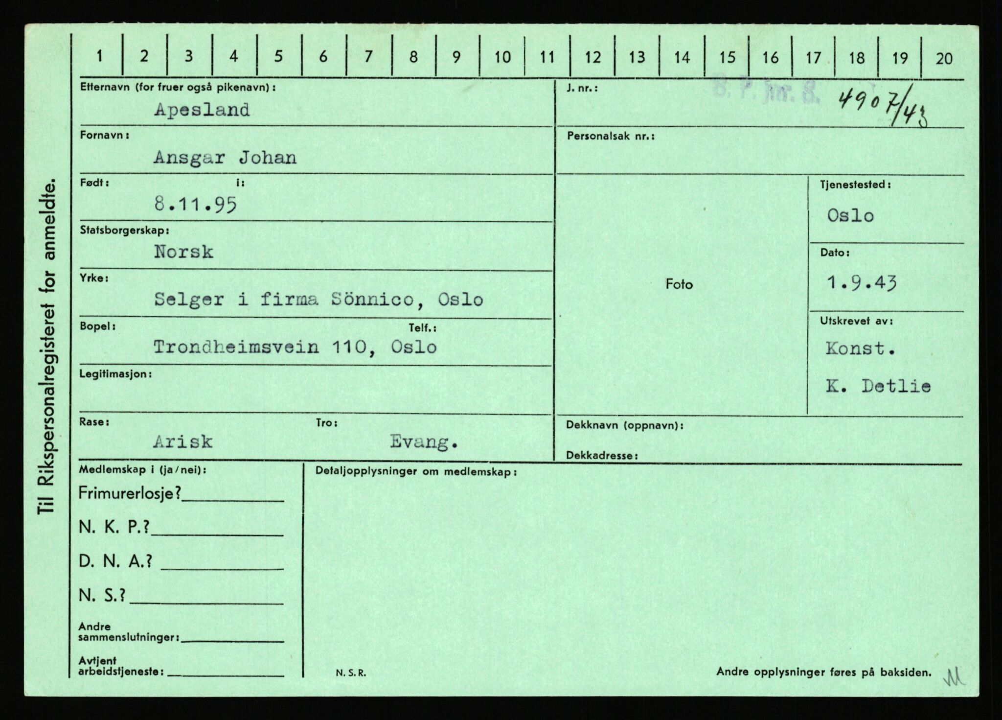 Statspolitiet - Hovedkontoret / Osloavdelingen, AV/RA-S-1329/C/Ca/L0001: Aabakken - Armann, 1943-1945, p. 4738