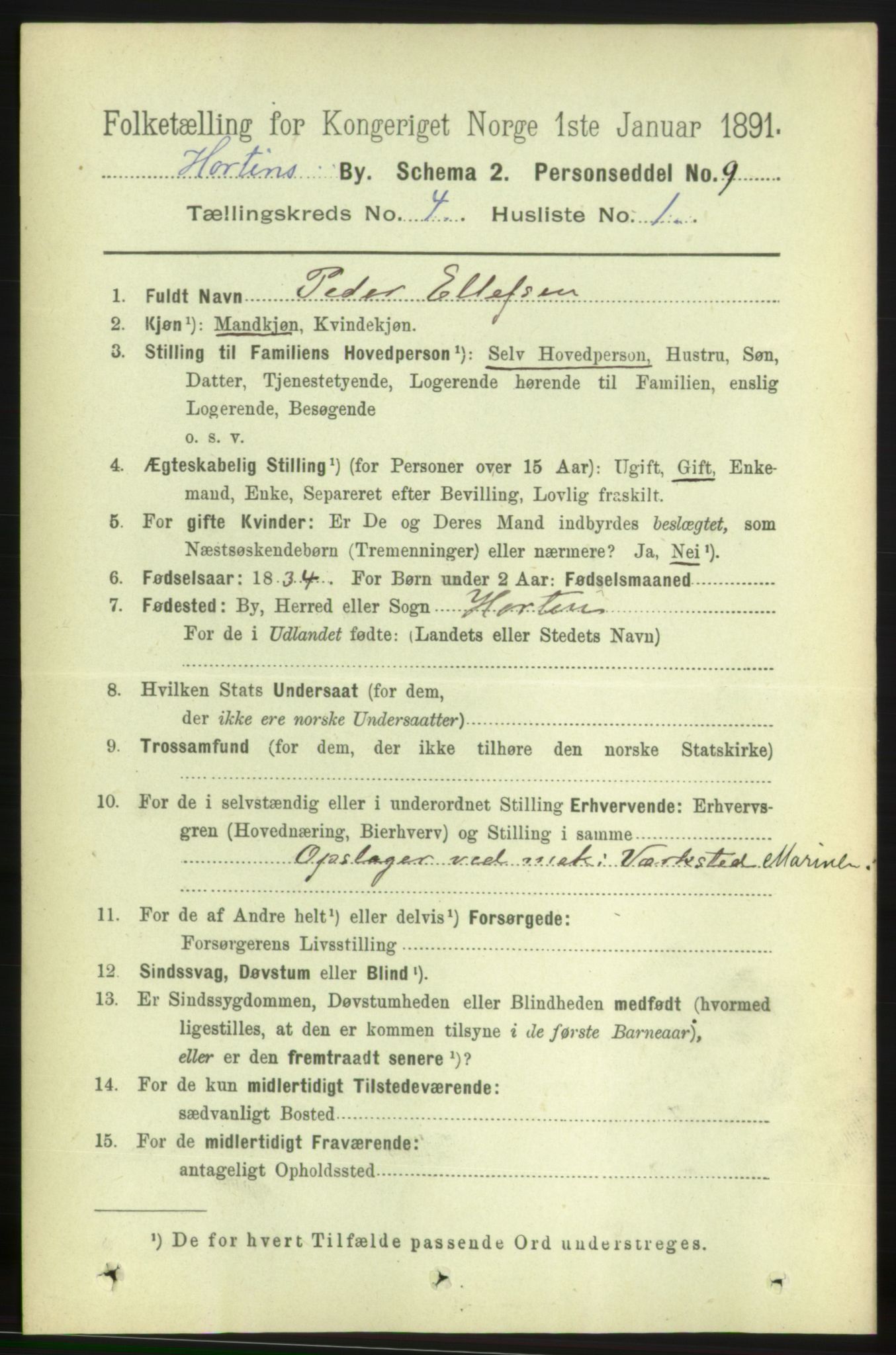 RA, 1891 census for 0703 Horten, 1891, p. 3231