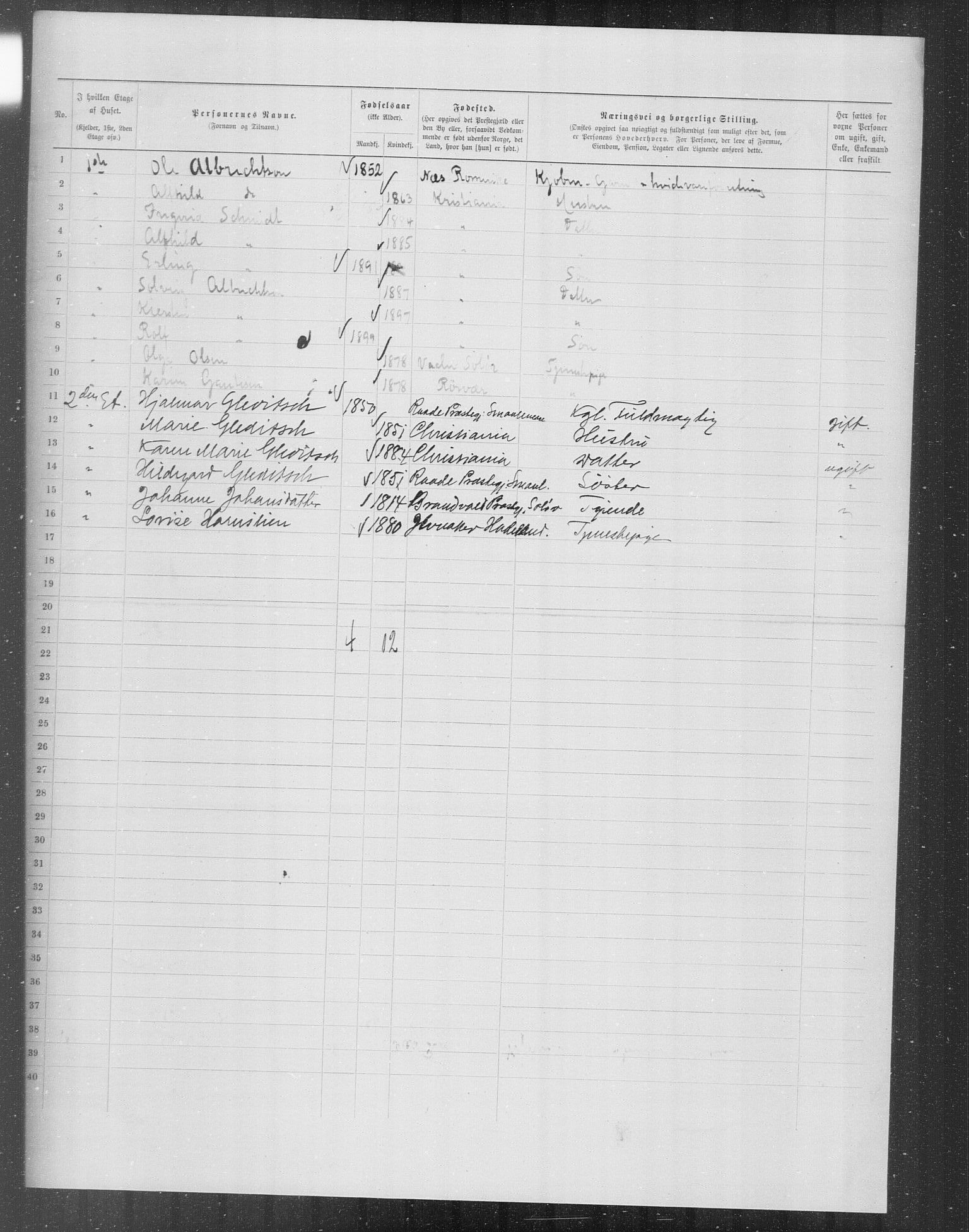 OBA, Municipal Census 1899 for Kristiania, 1899, p. 7707