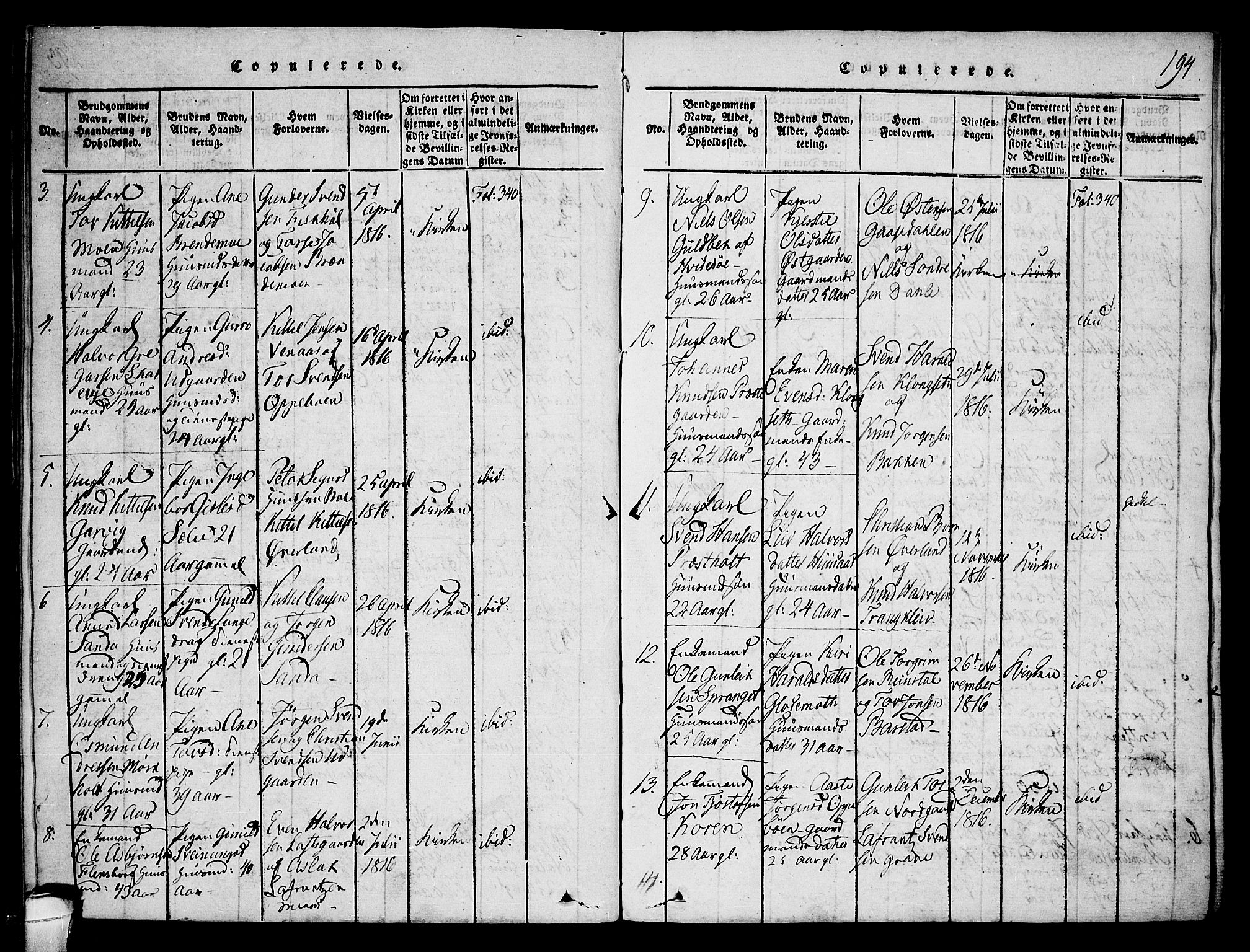 Seljord kirkebøker, AV/SAKO-A-20/F/Fa/L0010: Parish register (official) no. I 10, 1815-1831, p. 194